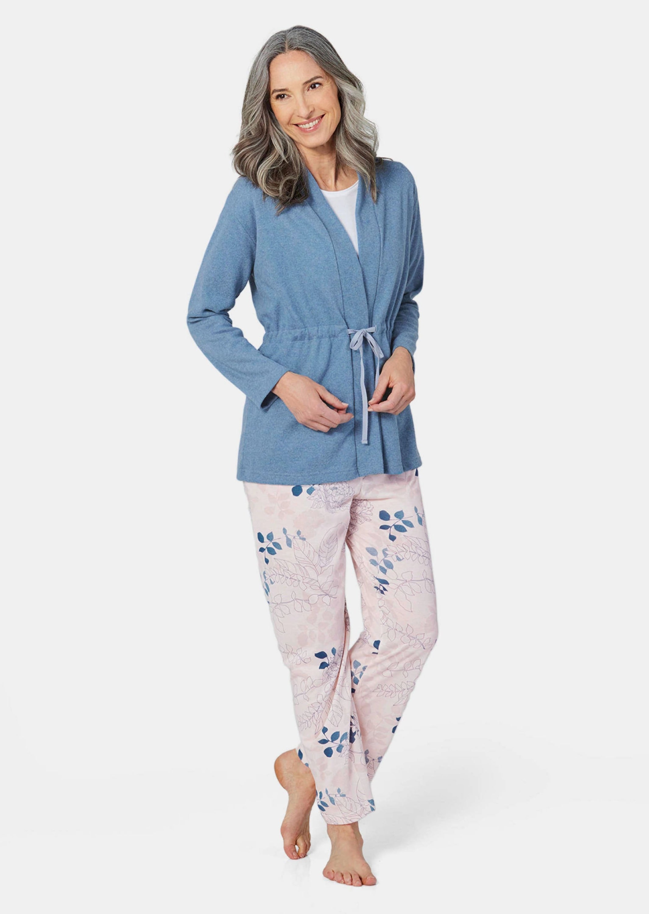 GOLDNER Hausanzug »Kurzgröße Leichte Fleecejacke mit Bindeband«