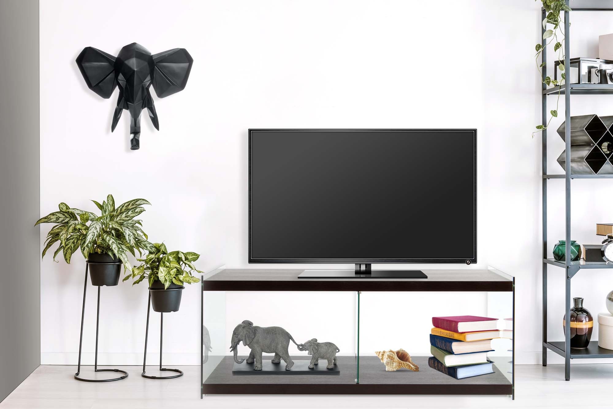 Kayoom TV-Schrank »TV-Tisch Elementary, eckige Form, viel Ablagefläche«, (1 St.), TV-Tisch, gehärtetes Glas, pflegeleicht