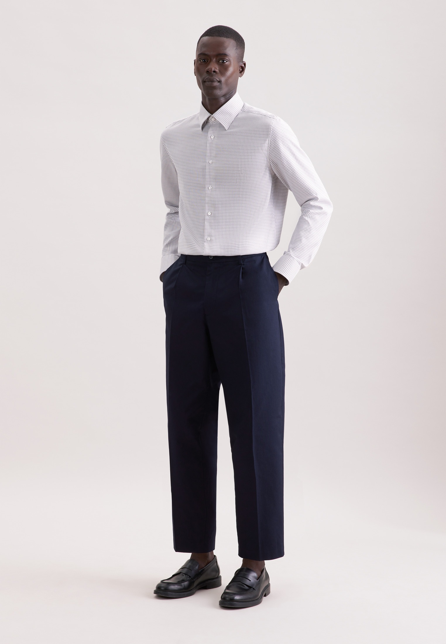 seidensticker Businesshemd »Schwarze Rose« Shaped 1/1 Covered-Button-Down-Kragen Karo