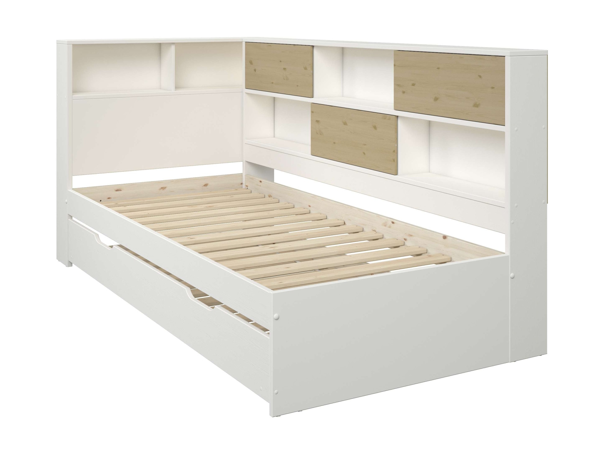 Home affaire Stauraumbett »Amance, Massivholz mit MDF, stabil und langlebig, viel Stauraum«, (Außenmaße B/T/H: 110,2/220,1/106,9 cm), FSC® zertifiziert, inklusive Lattenrost, Made in EU