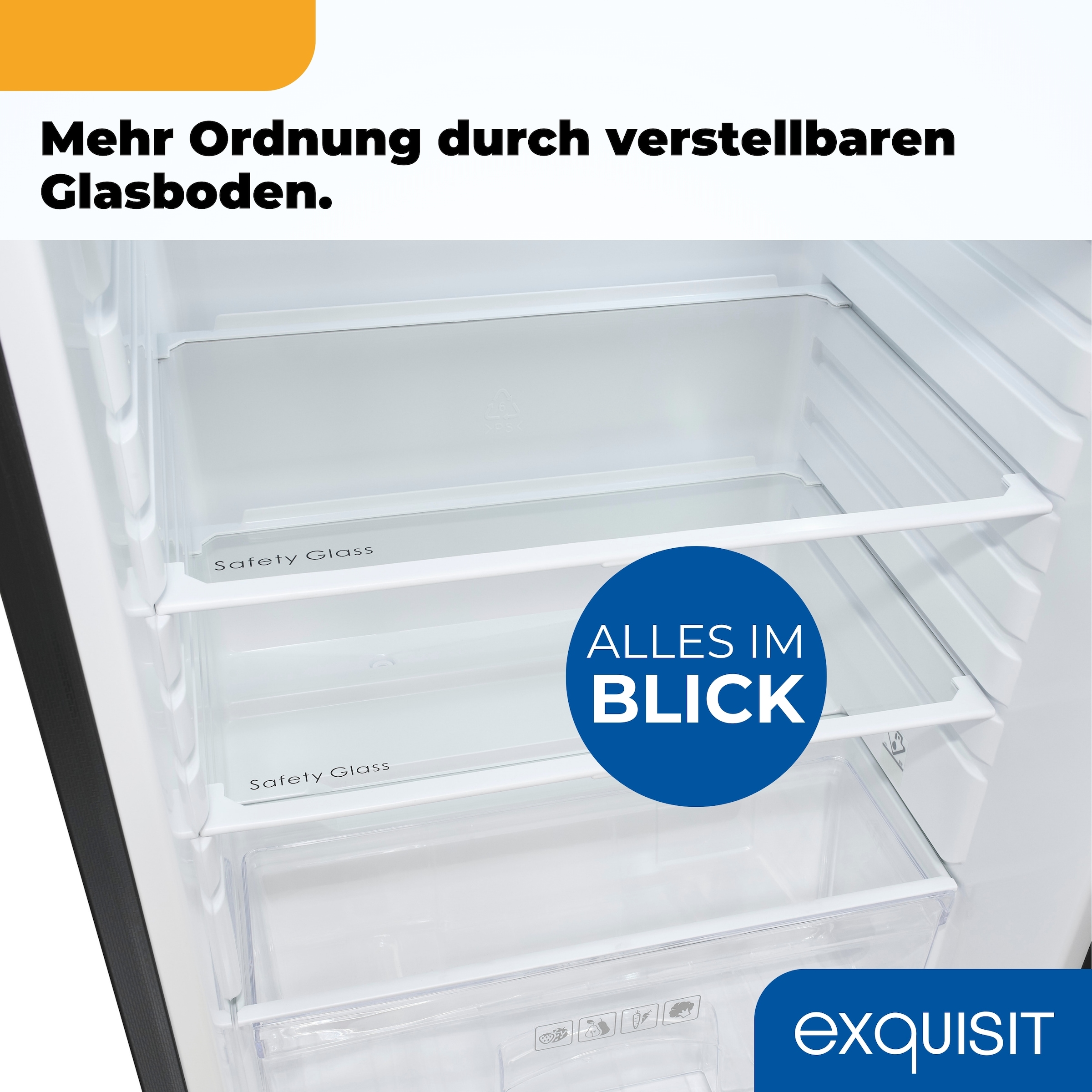 exquisit Kühlschrank KS16-V-H-040E inoxlook-az »KS16-V-H-040E inoxlook-az« 85,5 cm hoch 55 cm breit Kompakt & flexibel – ideal für Küche, Büro & Ferienwohnung