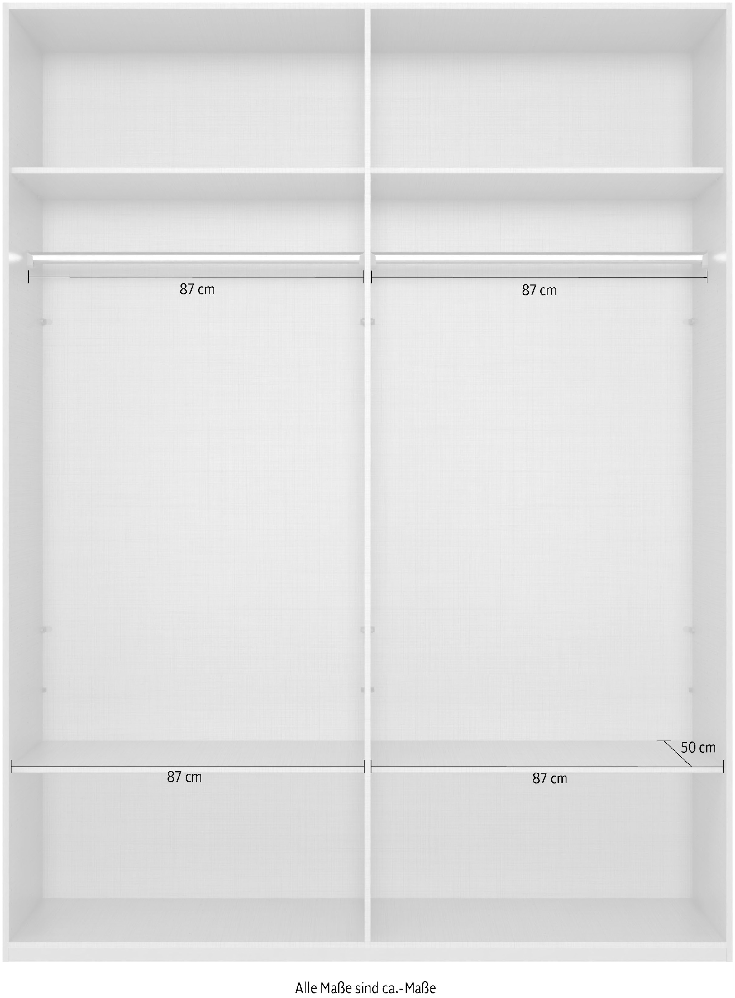 Wimex Kleiderschrank »Mugano, in 5 Breiten und 2 Höhen, Made in Germany«, (in Basic oder Premium Ausstattung mit 2 weiteren Einlegeböden), mit langen Griffstangen aus Metall, wahlweise mit oder ohne Spiegel