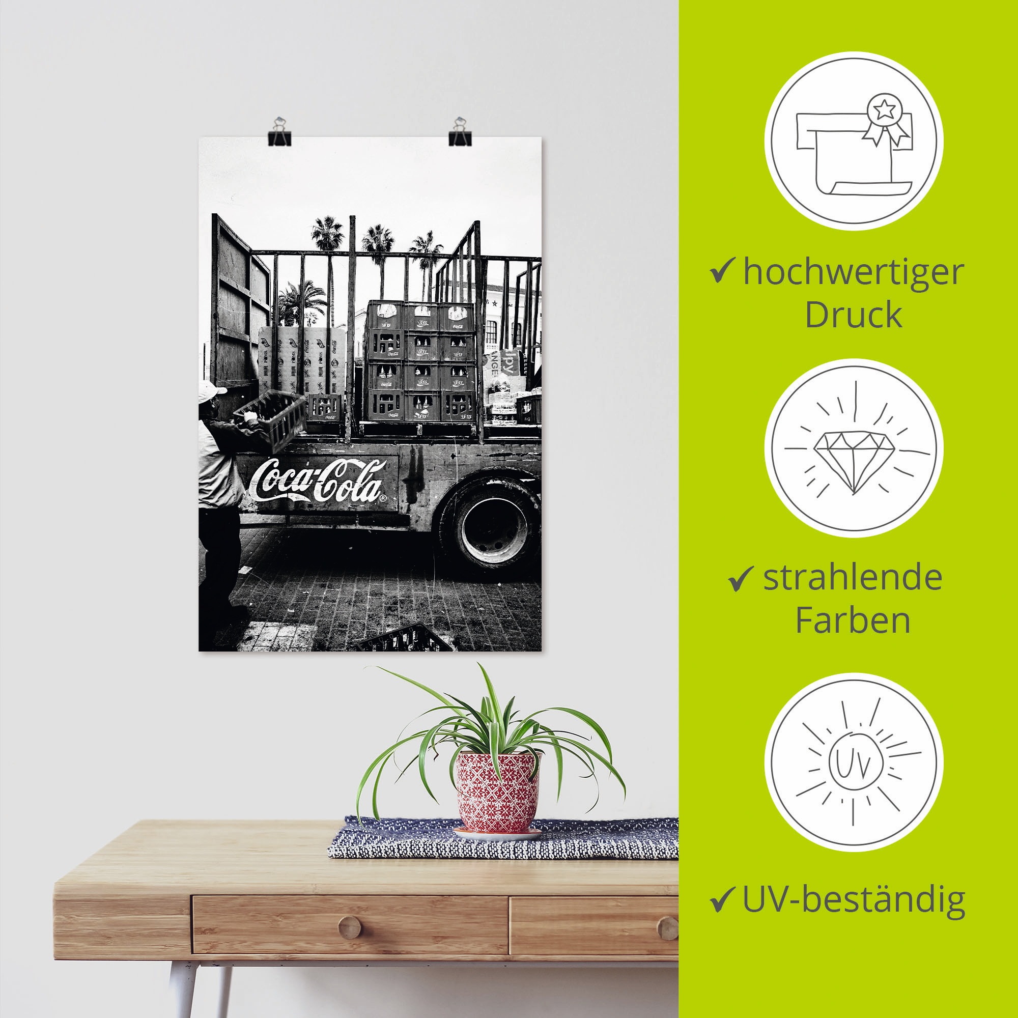 Artland Wandbild »CocaCola-LKW in El Jadida - Marokko«, Auto, (1 St.), als Alubild, Outdoorbild, Leinwandbild, Poster, Wandaufkleber