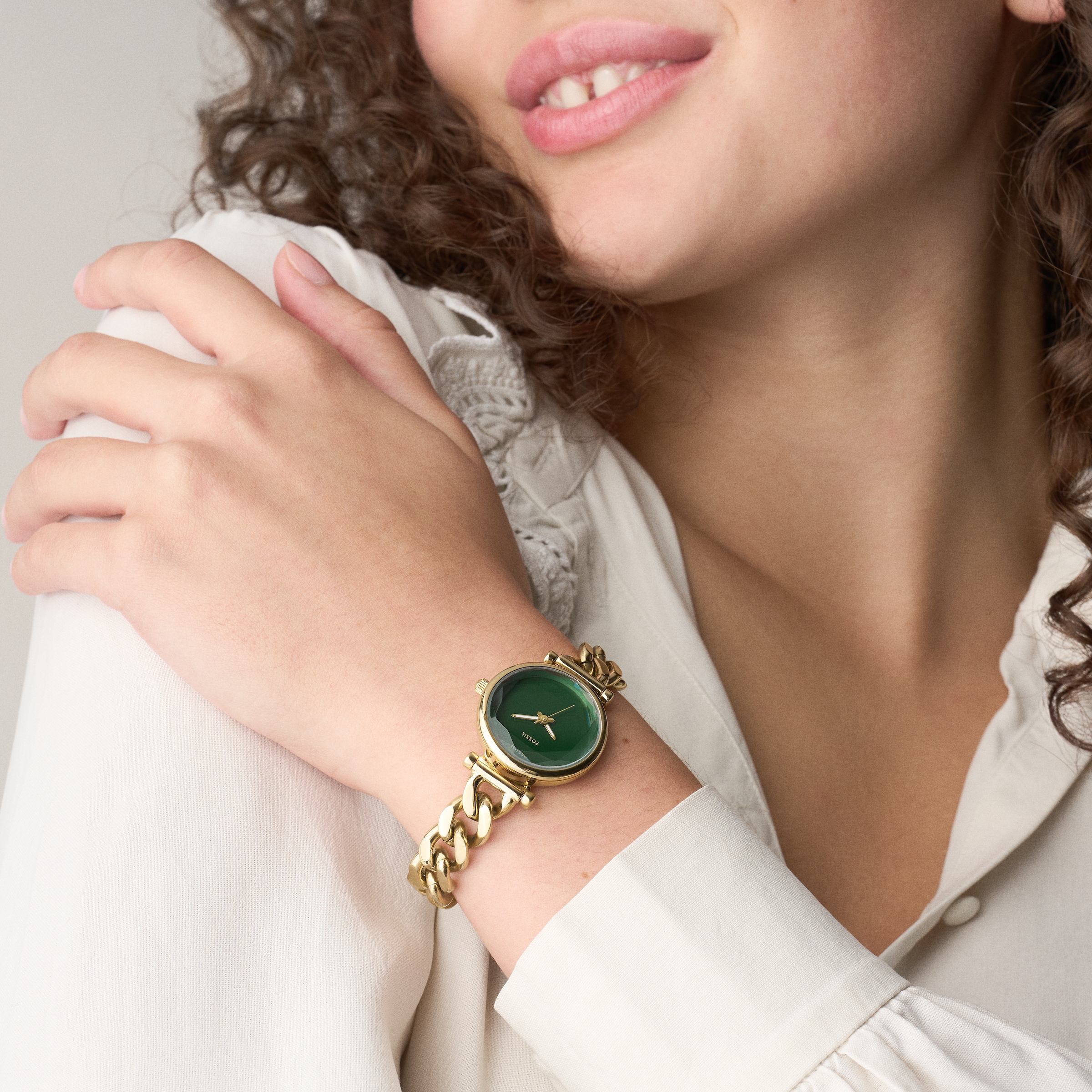 Fossil Quarzuhr »Carlie« Armbanduhr, Damenuhr, Edelstahlarmband, analog