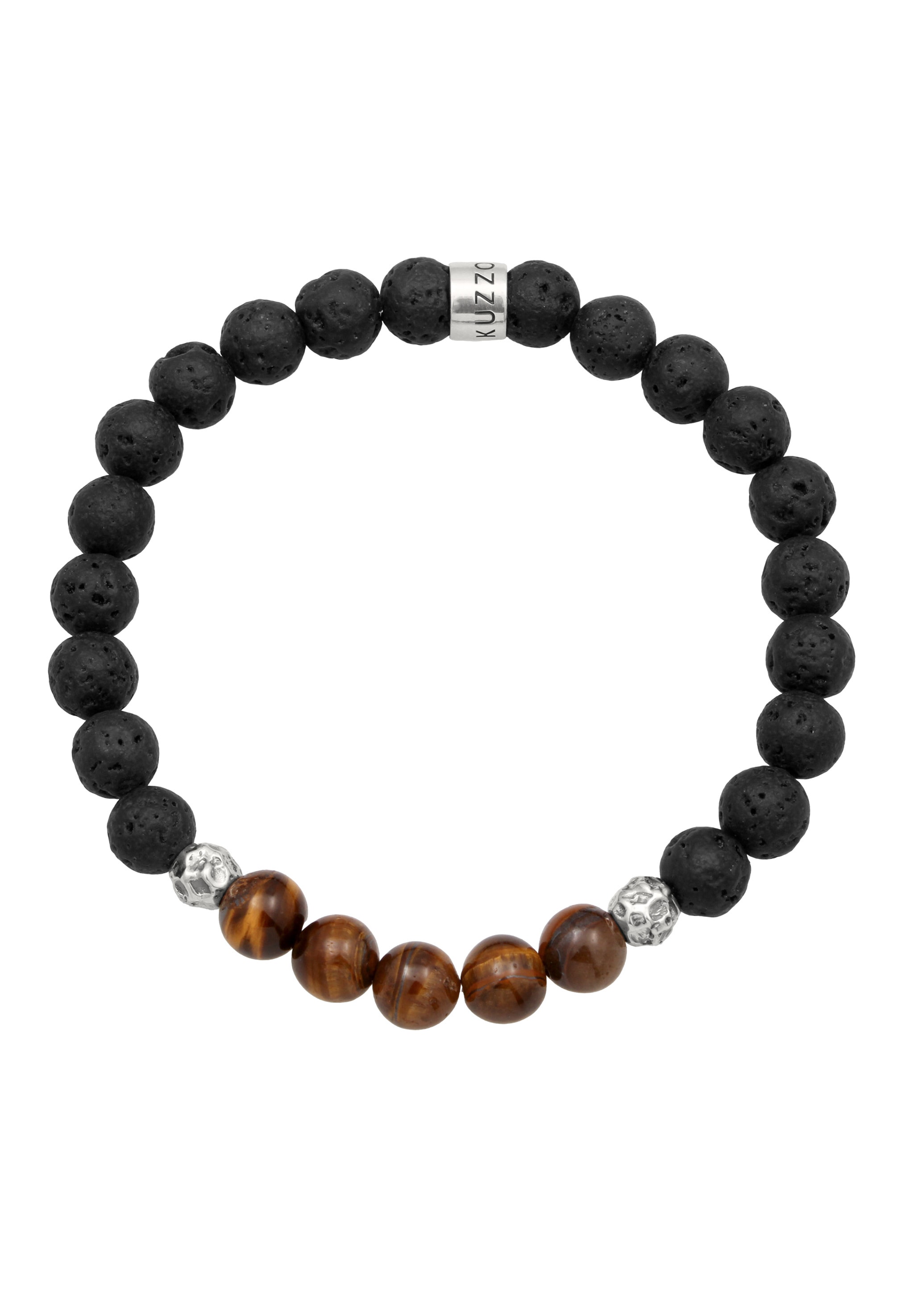 Kuzzoi Armkette »Armband Edelstein Lava Tigerauge Braun 925 Sterling Silber«
