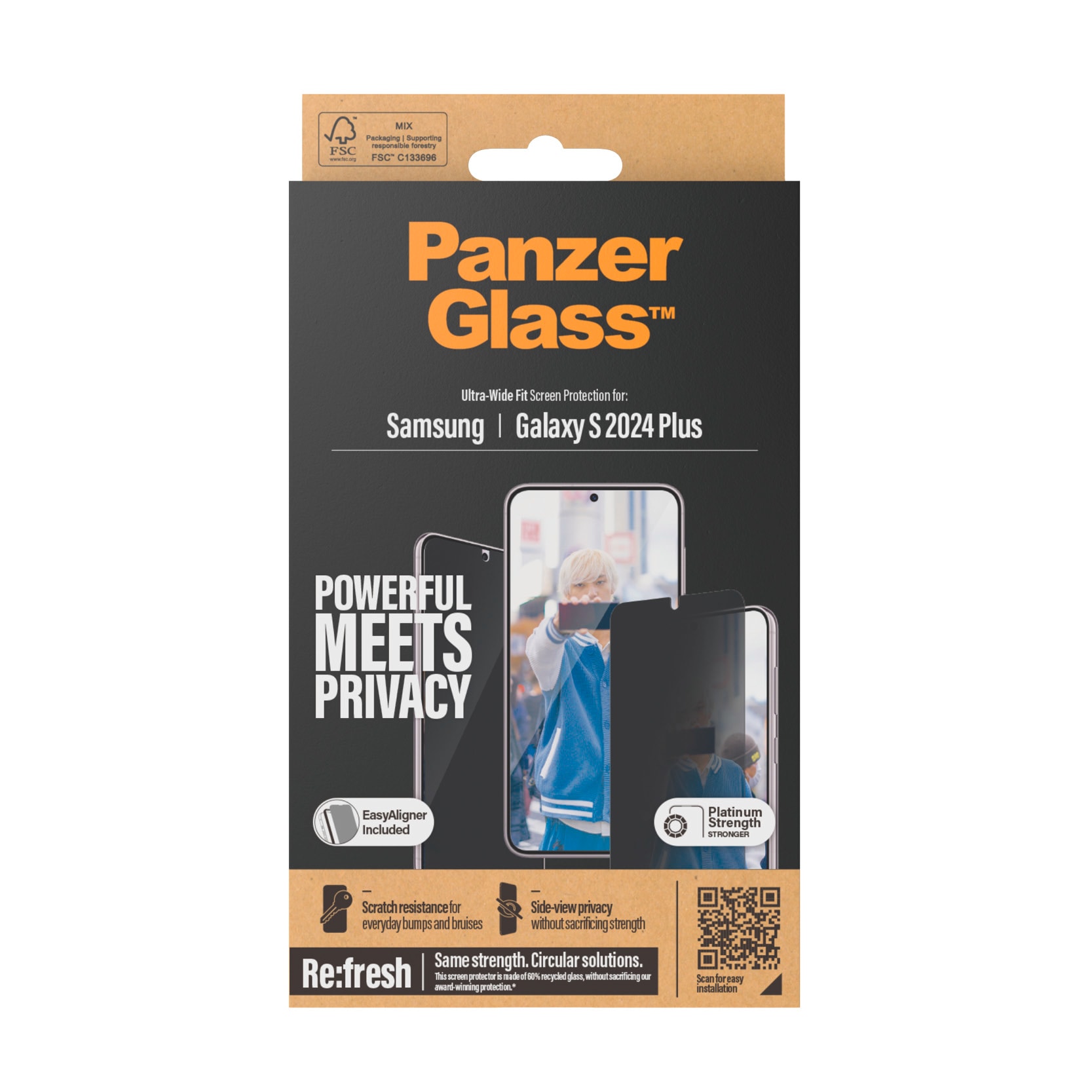 PanzerGlass Displayschutzglas »Ultra Wide Fit Privacy Screen Protector«, für Samsung Galaxy S24+, Displayschutzfolie, stoßfest, kratzbeständig