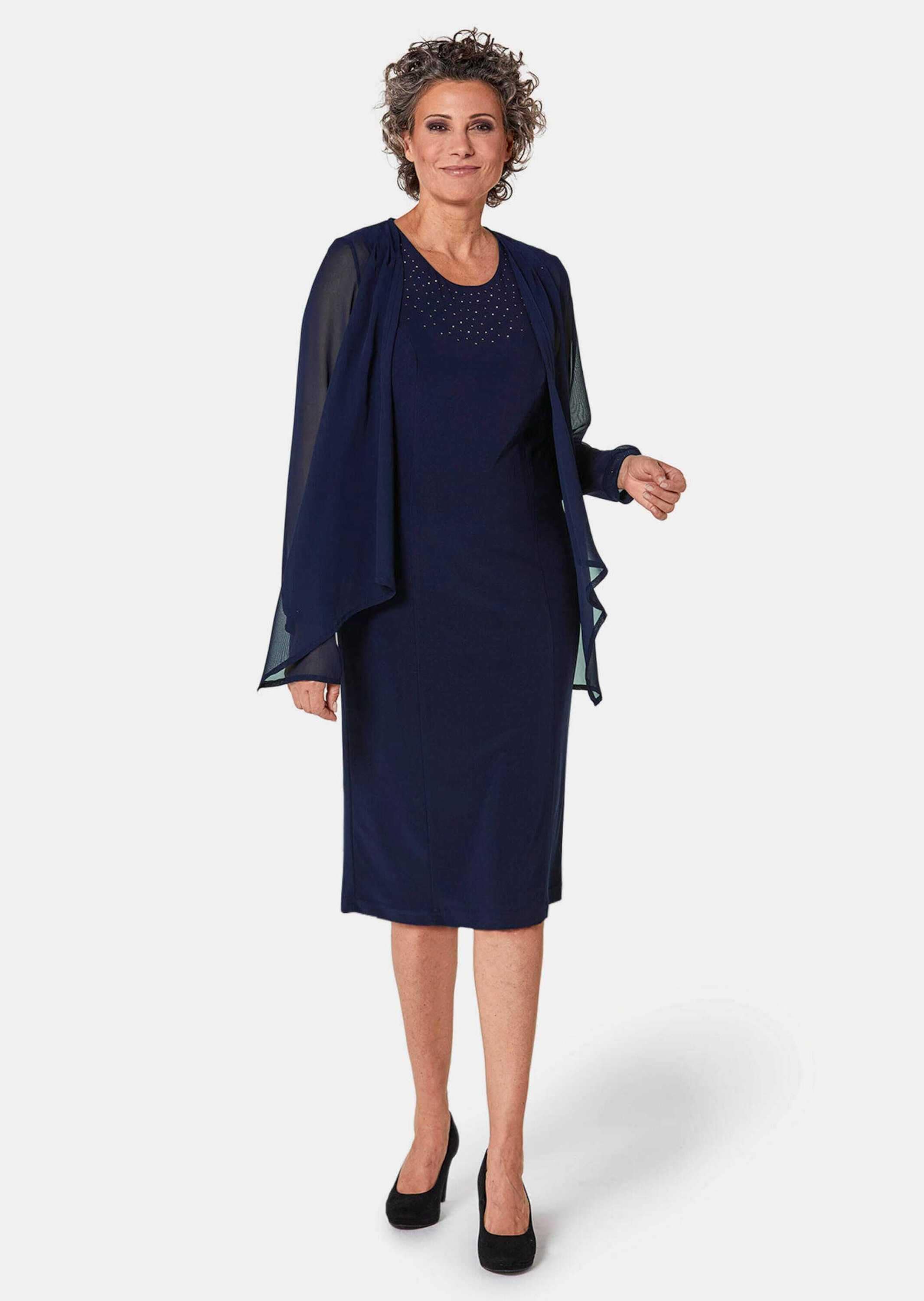 GOLDNER 2-in-1-Kleid »Kleid mit feinem Chiffonjäckchen« Mit schimmernden Glitzersteinchen