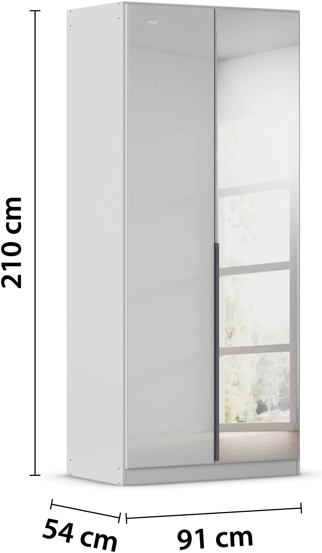 rauch Drehtürenschrank »Kleiderschrank Kleiderschränke Schrank Garderobe AGORDO mit Glasfront«, (in zwei Griff-Farben, Breiten 91-360 cm), durchdachte Innenausstattung, in 7 Breiten und 2 Höhen MADE IN GERMANY