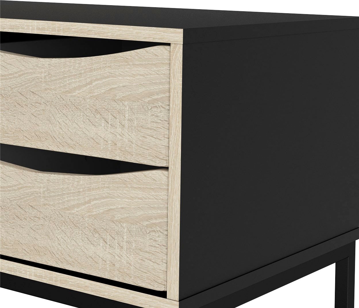andas TV-Board »Stubbe«, TV-Kommode, Breite 117,2cm, 3 Schubkästen, 1 Ledergriff