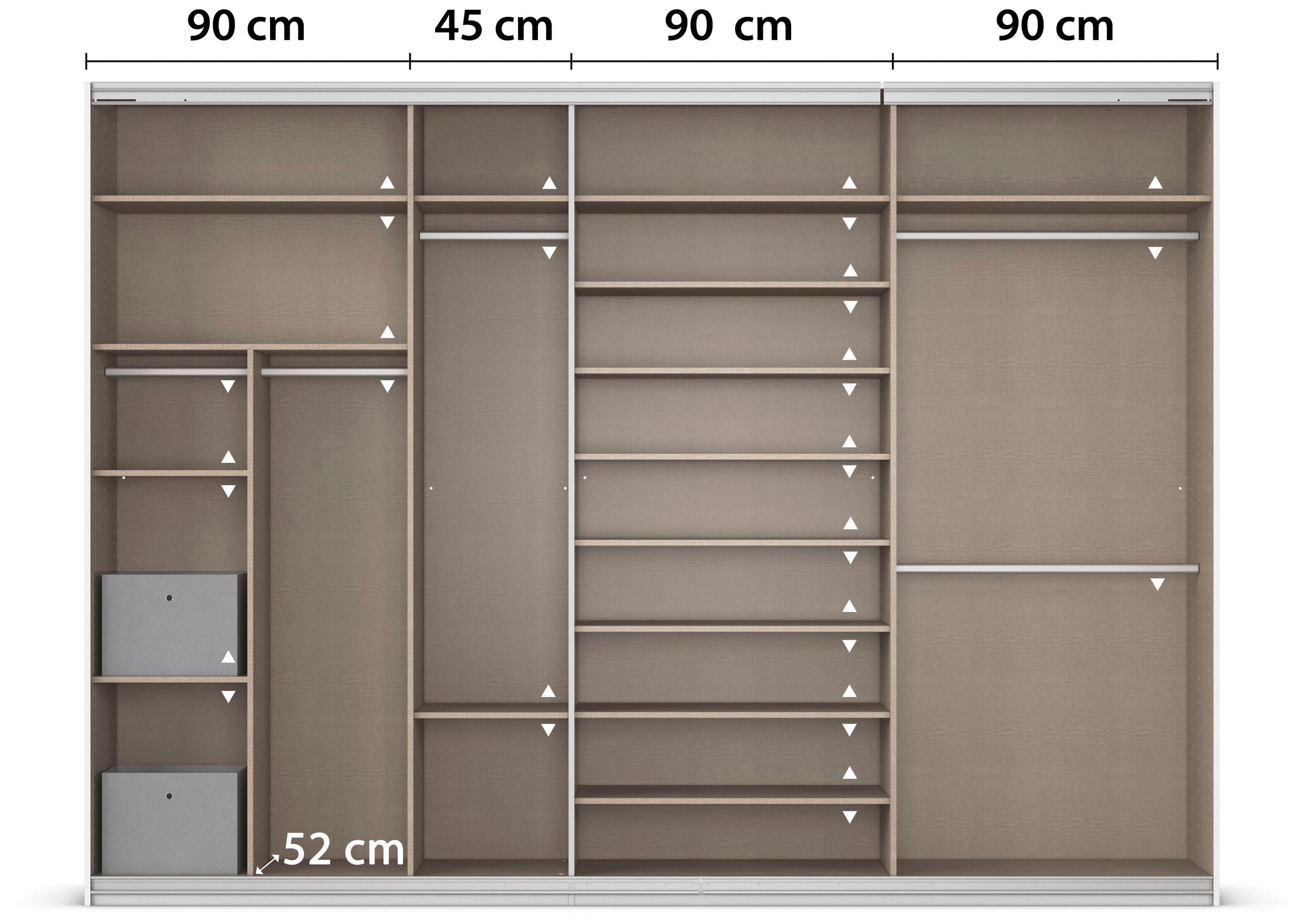 rauch Schwebetürenschrank »Kleiderschrank Schrank Garderobe Schlafzimmerschrank CORTONA« erhältlich in Breite: 136/181/203/226/271/315/360 cm, Höhe: 210/229 cm,  in 3 Ausstattungen BASIC/CLASSIC/PREMIUM (SOFT-CLOSE) MADE IN GERMANY