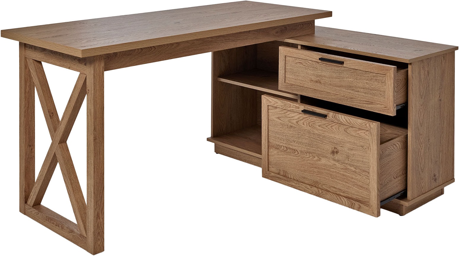 Jahnke Eckschreibtisch »CHALET D 155 E«, (1 St.), im Landhausstil, wechselseitig montierbar