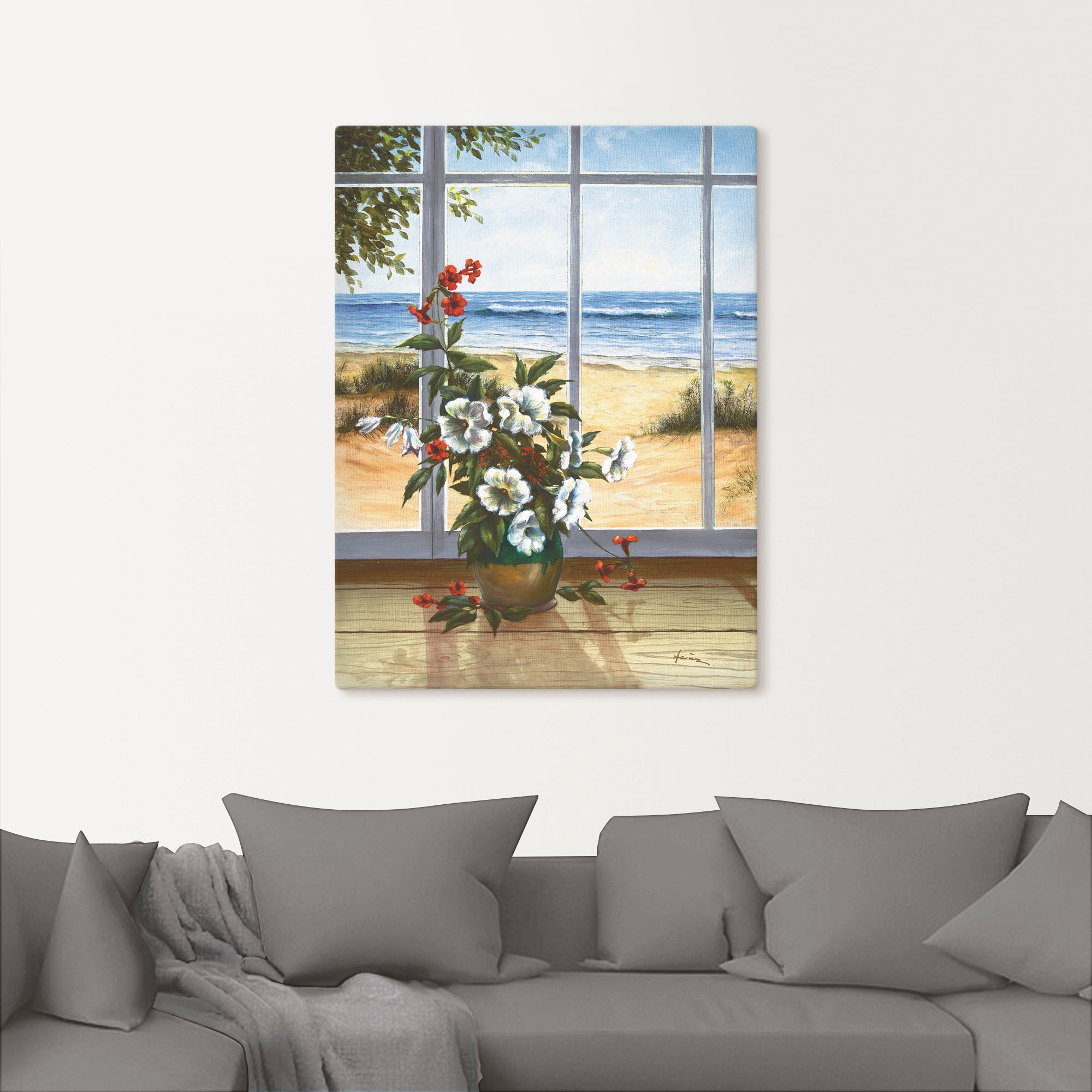 Artland Wandbild »Meerblick«, Fensterblick, (1 St.), als Leinwandbild, Poster in verschied. Größen
