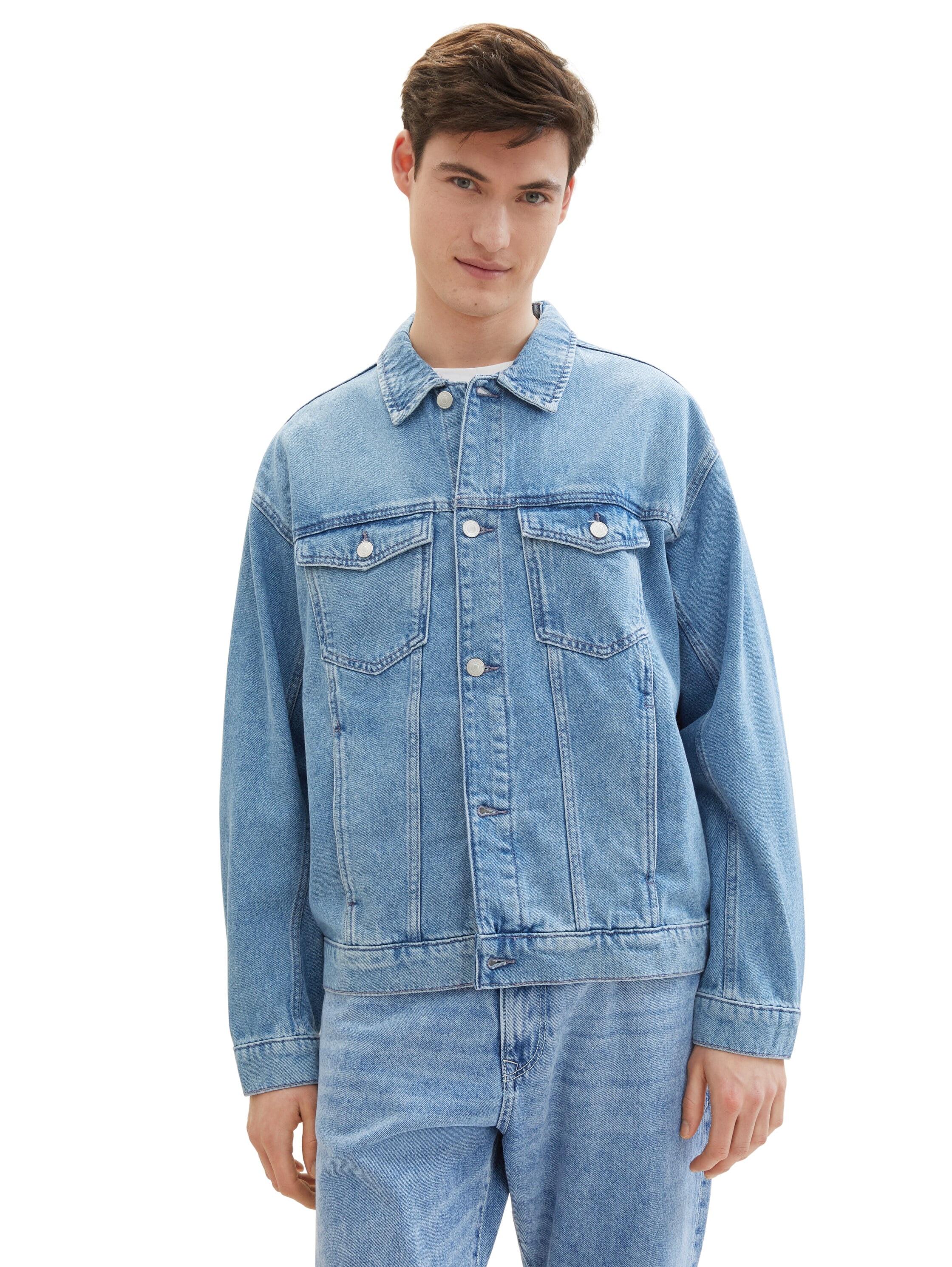 Jeansjacke, ohne Kapuze, mit Knopfleiste