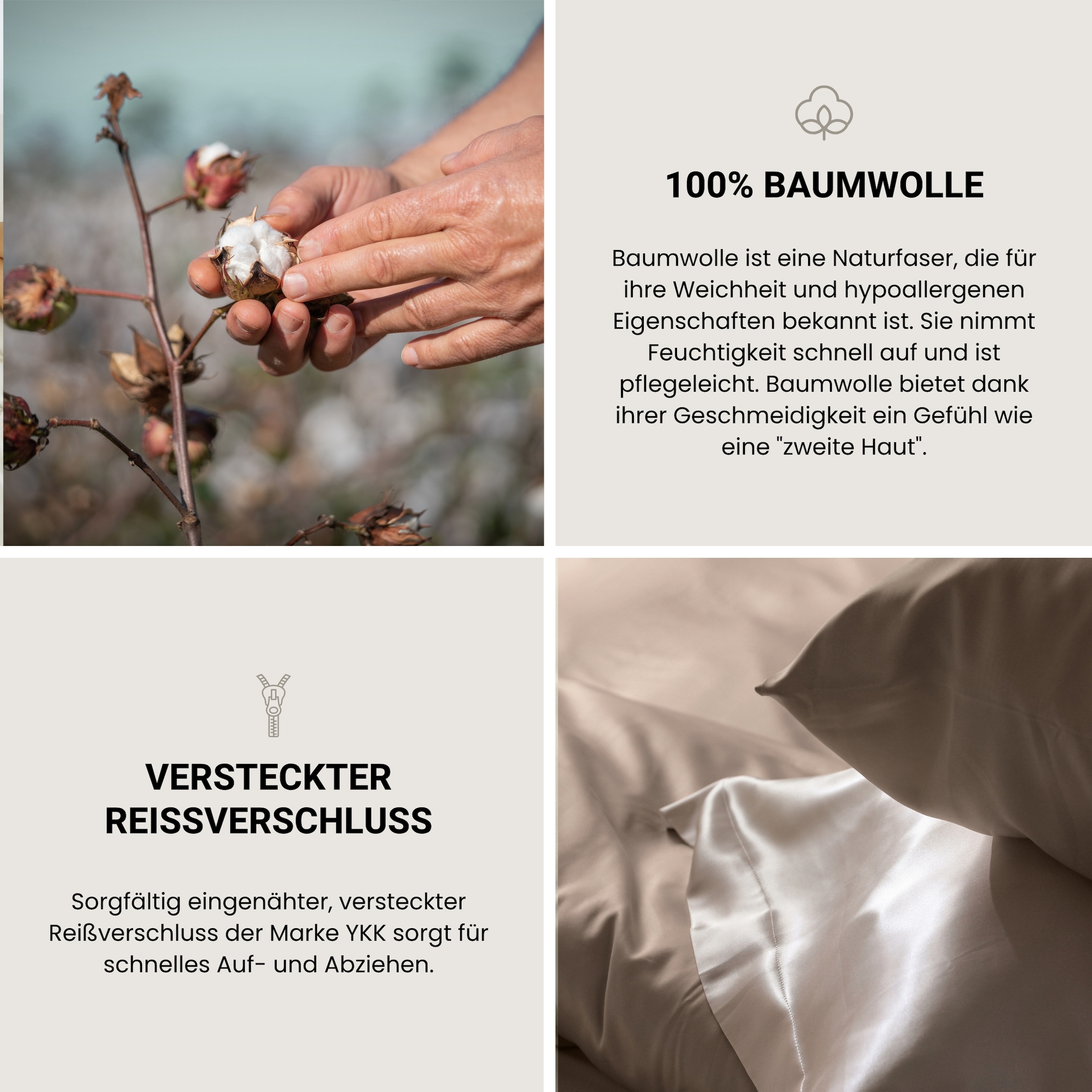 Schiesser Kissenhülle »Ella Premium Kissenhüllenset aus feinstem Baumwollsatin, 40x80 cm«, (2 St.), Made in Green