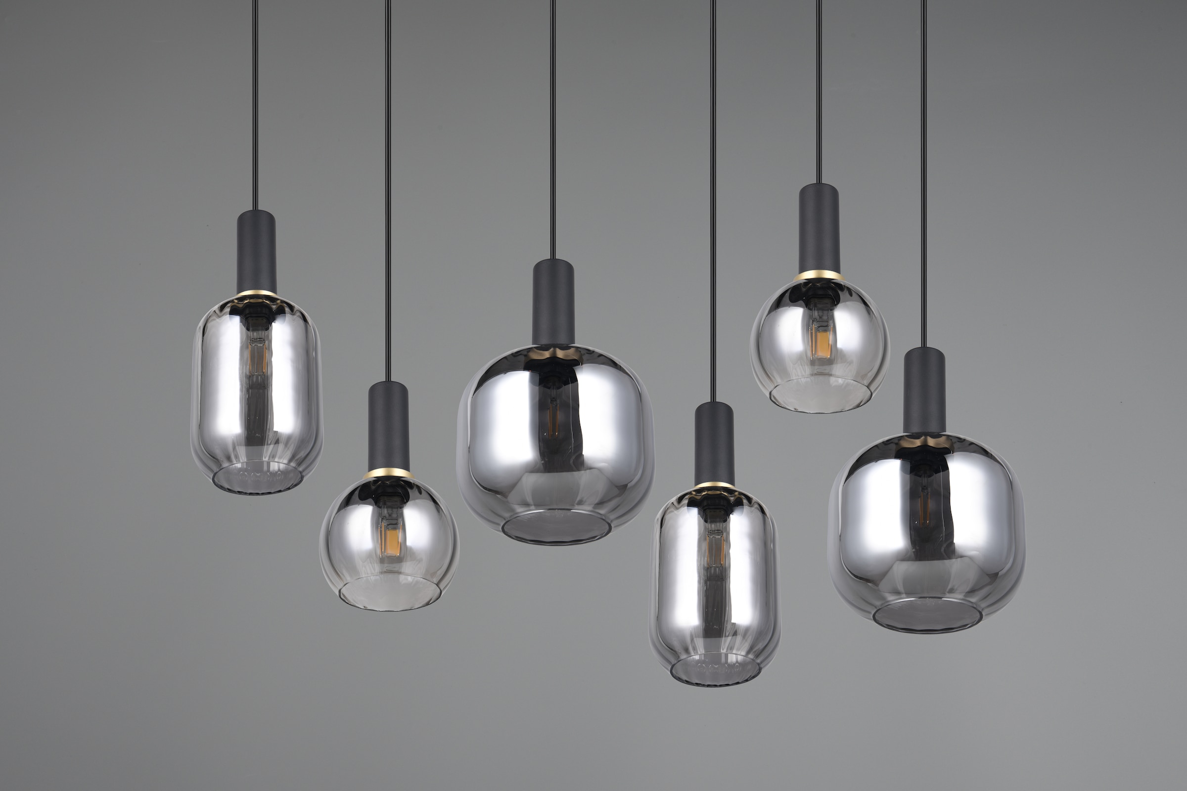 TRIO Leuchten Pendelleuchte »DIVA, E27 Hängelampe 6-flammig mit Glasschirm, exkl 6xE27 max 10W« E27 1 Stk. warmweiß - kaltweiß höhenverstellbar bis max 150cm Hängeleuchte 92x35 cm Wohnzimmer Küche