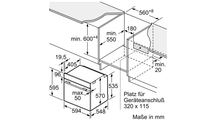 Constructa Elektro-Herd-Set »CH3M00052«, mit Teleskopauszug nachrüstbar