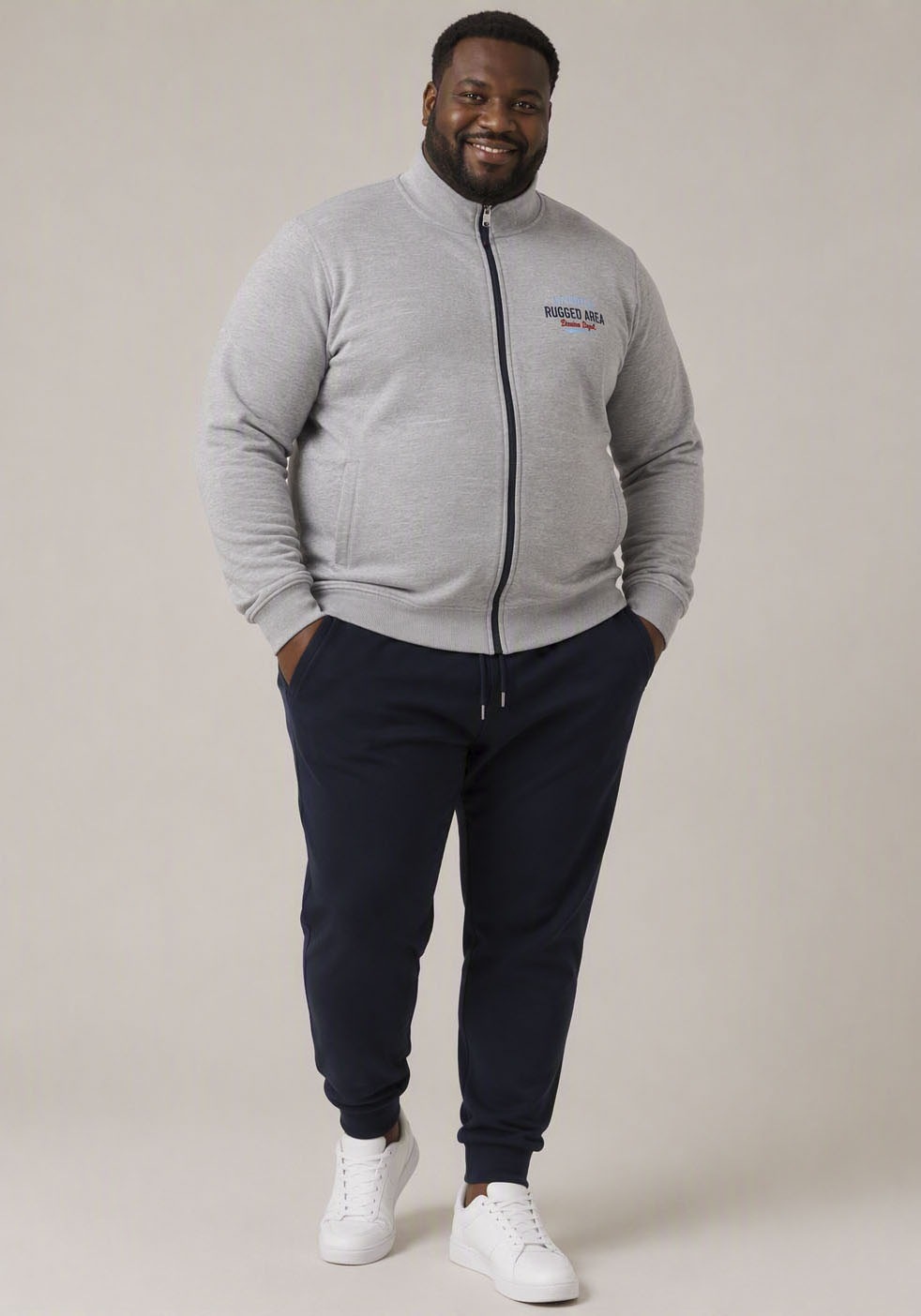Man's World Plus Sweatjacke mit Reißverschluss, normale Länge, aus Baumwolle und Polyester
