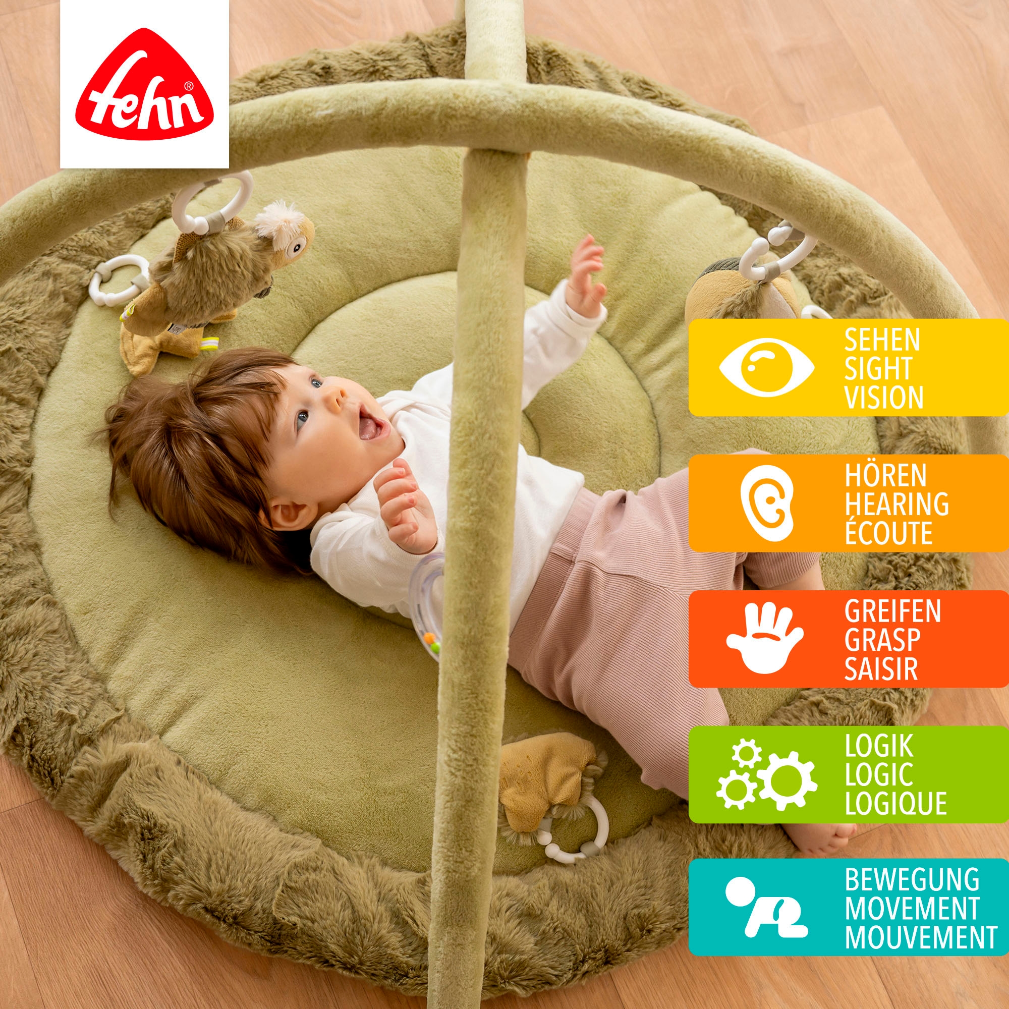 Fehn Spielbogen »Lazy, Crazy & Pink, Chamäleon, 3-D-Activity-Decke«, mit 5 abnehmbaren Spielzeugen