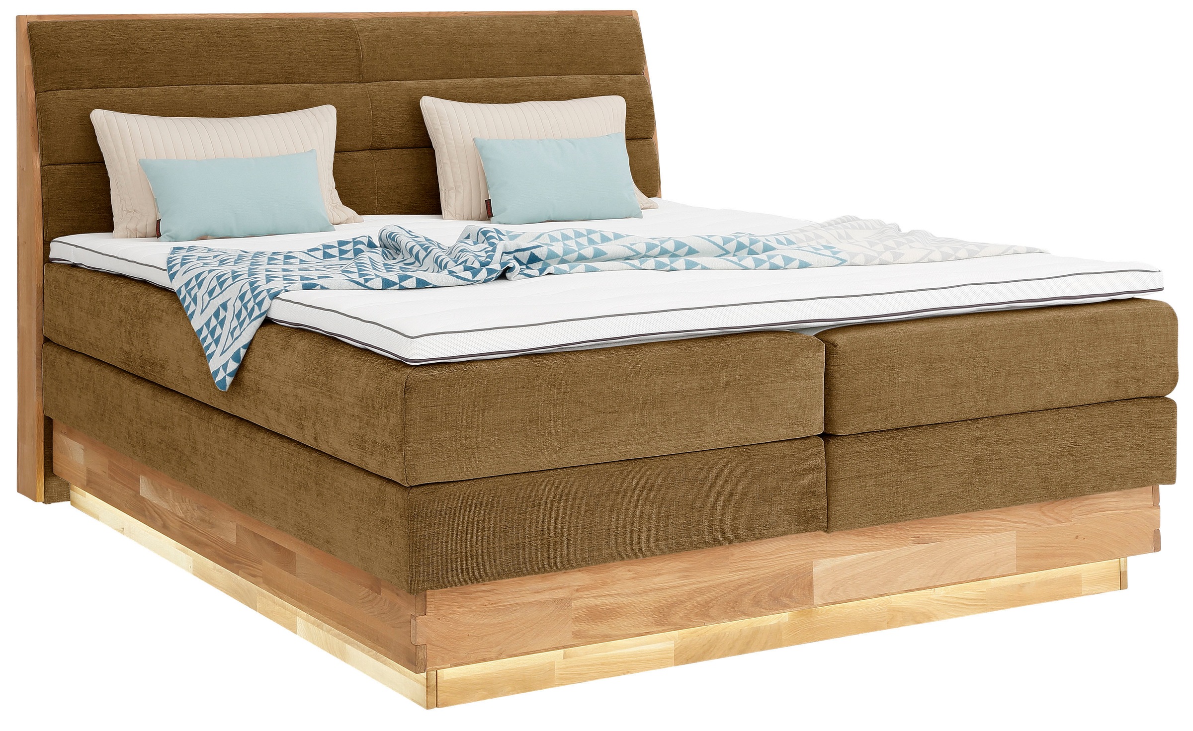 OTTO home Boxspringbett »JENNA in verschiedenen Farben und Breiten erhältlich« LED-Beleuchtung, mit zertifizierten, recycelten Bezugsstoffen