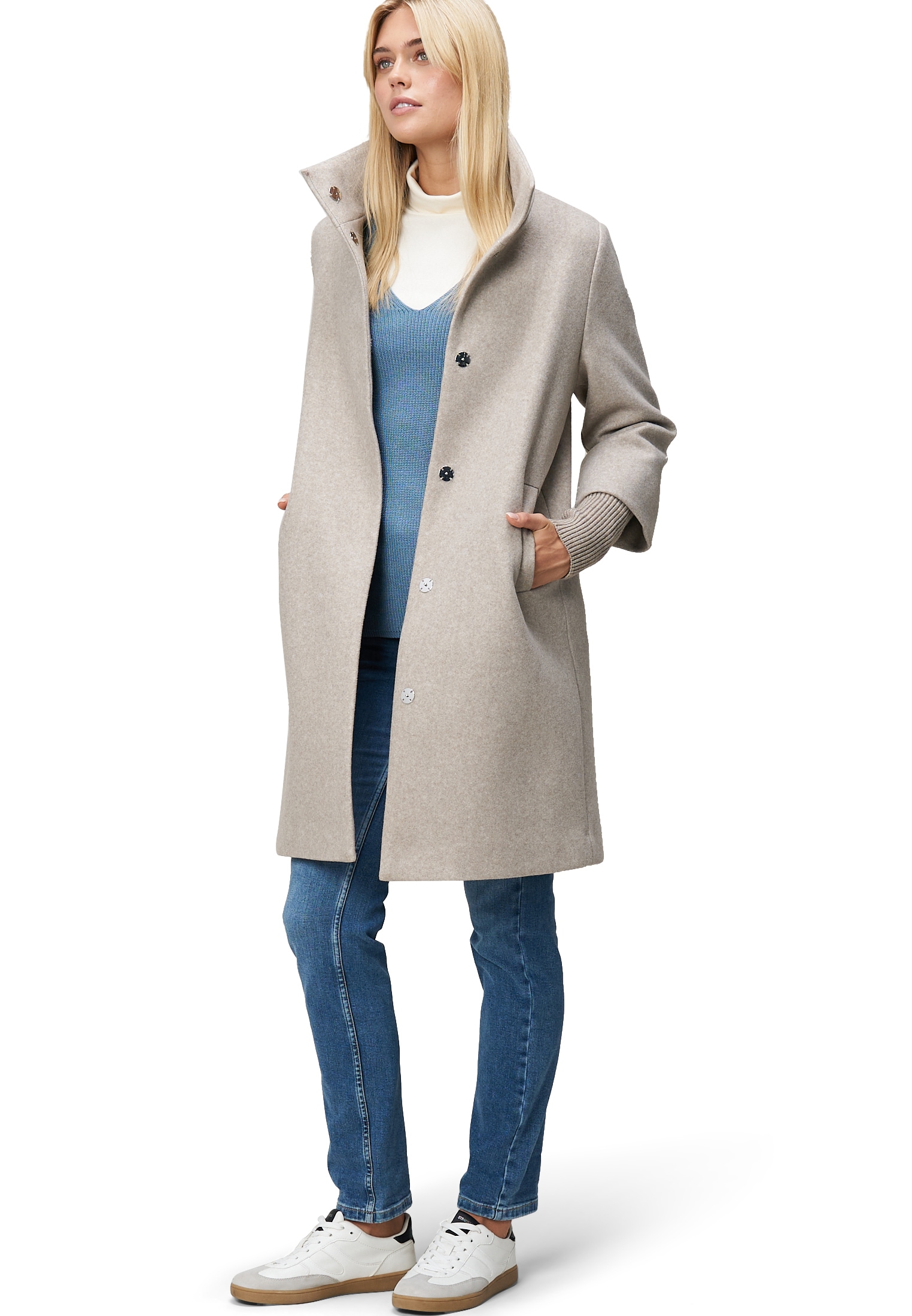 Zero Wollmantel »Mantel Wolloptik mit Stehkragen«