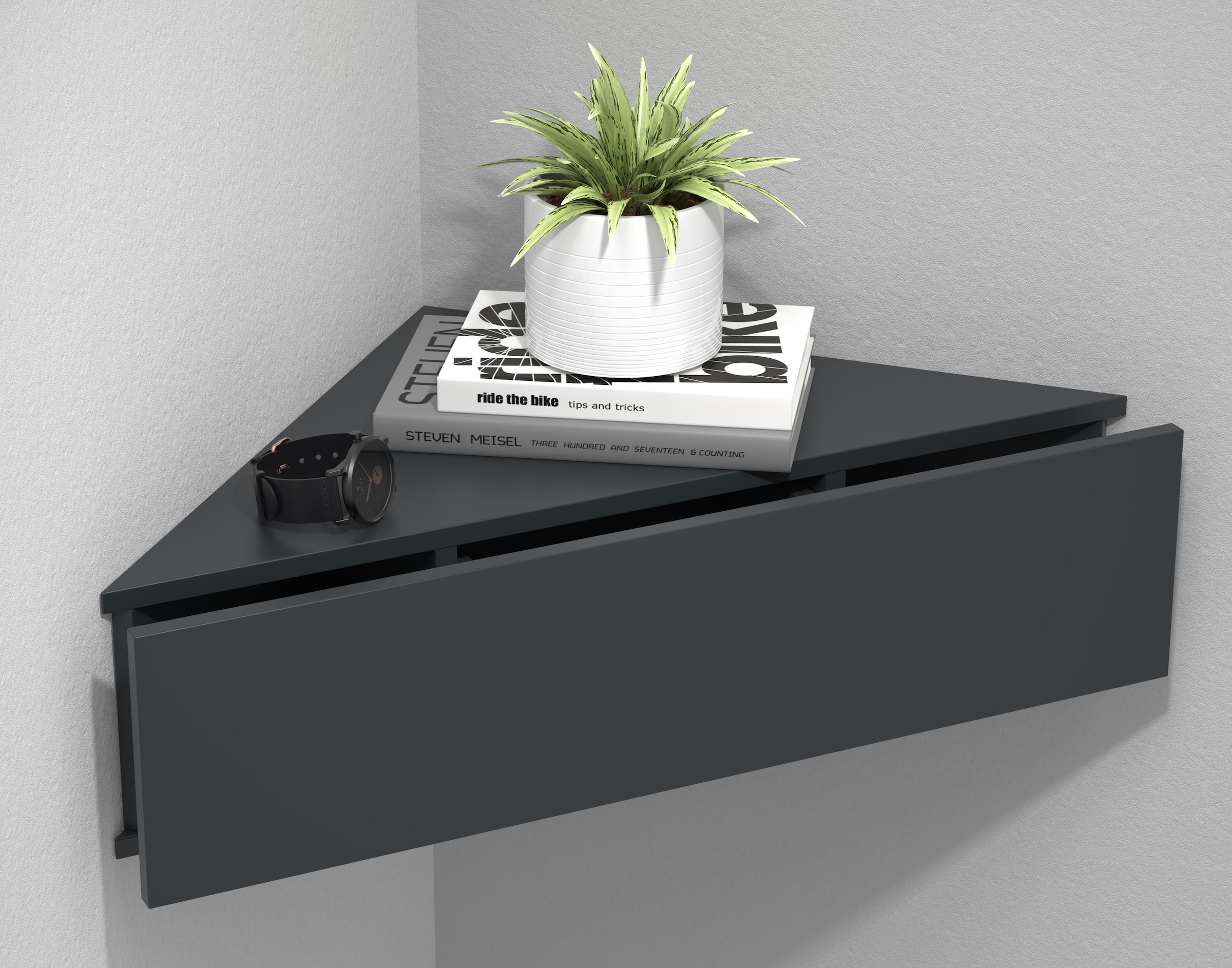 VCM Nachtkonsole »VCM Nachtschrank | Wandschublade | Wandboard | Eckregal |Nachttisch | Maße ca. H. 15 x B. 60 x T. 43 cm - Usal S«, (VCM Usal)