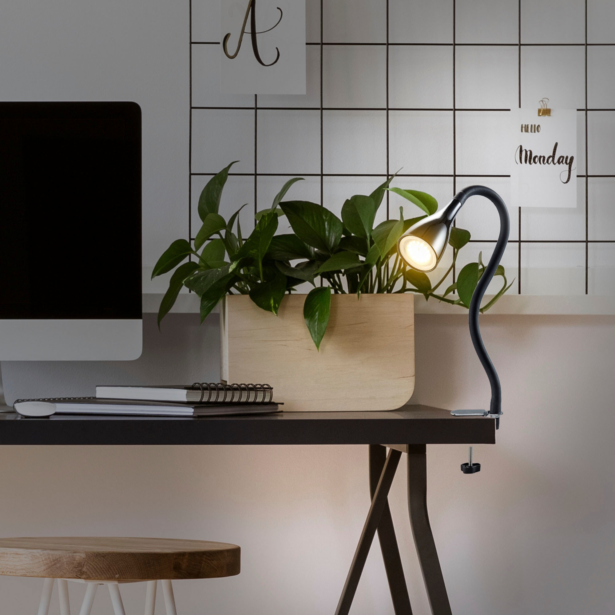 B.K.Licht LED Stehlampe und  biegsame Tischleuchte im Set