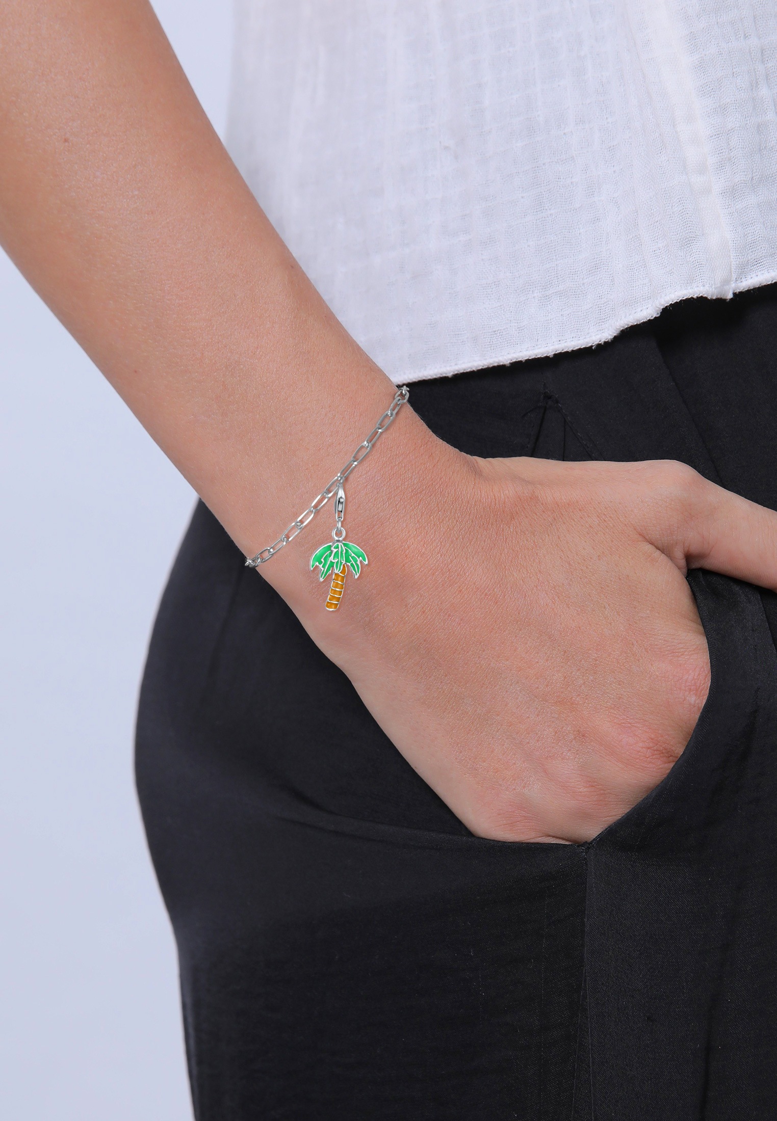 Elli Charm-Einhänger »Charm Palme Emoij 925 Sterling Silber«