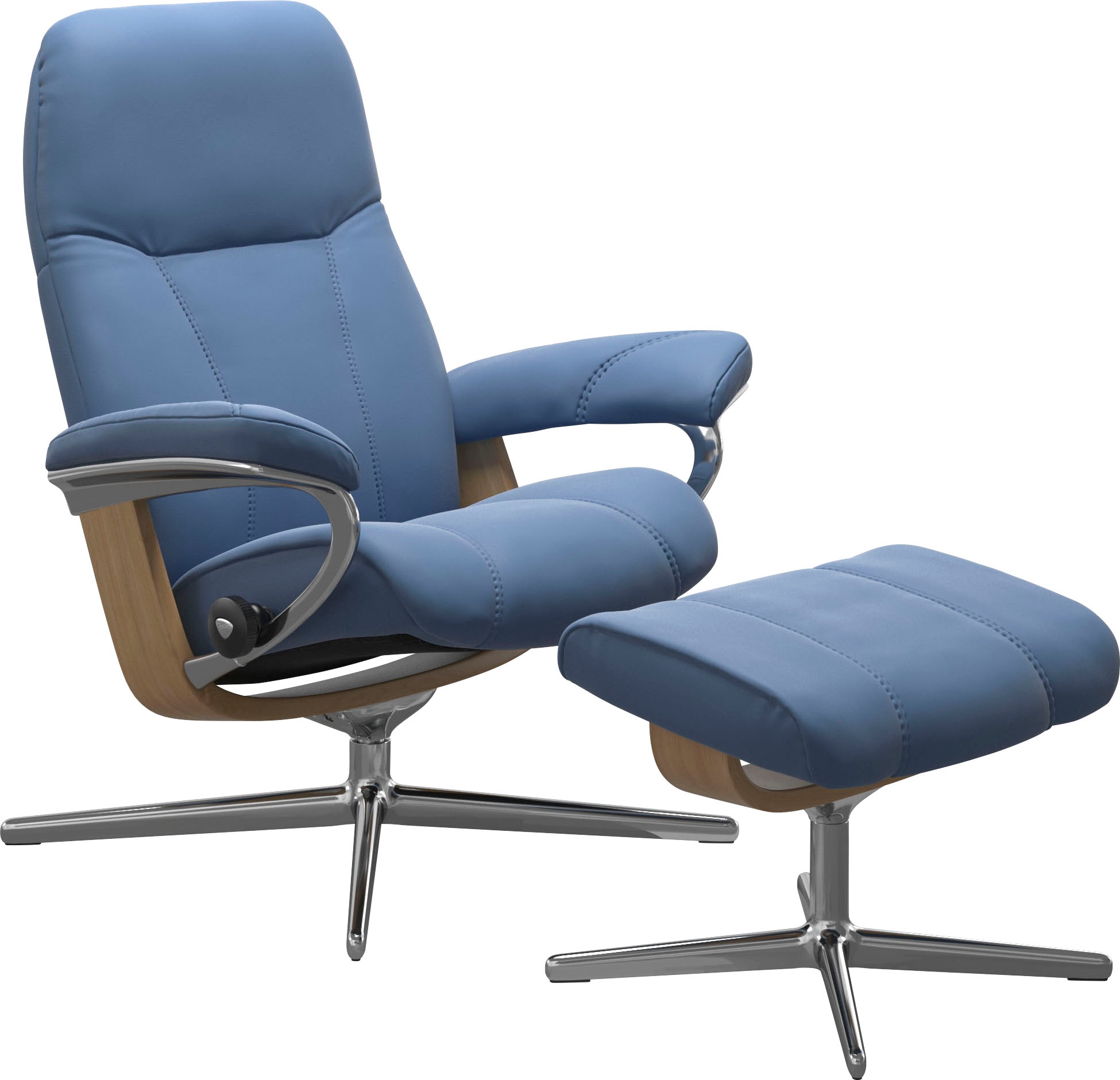 Stressless® Relaxsessel »Consul«, (Set, Relaxsessel mit Hocker), mit Hocker, mit Cross Base, Größe S, M & L, Holzakzent Eiche