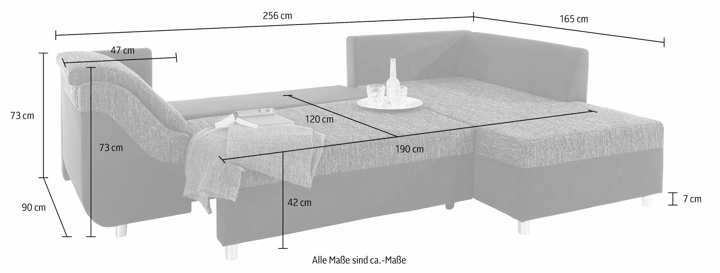 COLLECTION AB Ecksofa Sally L-Form, mit und ohne Bettfunktion, inklusive loser Rücken- und Zierkissen