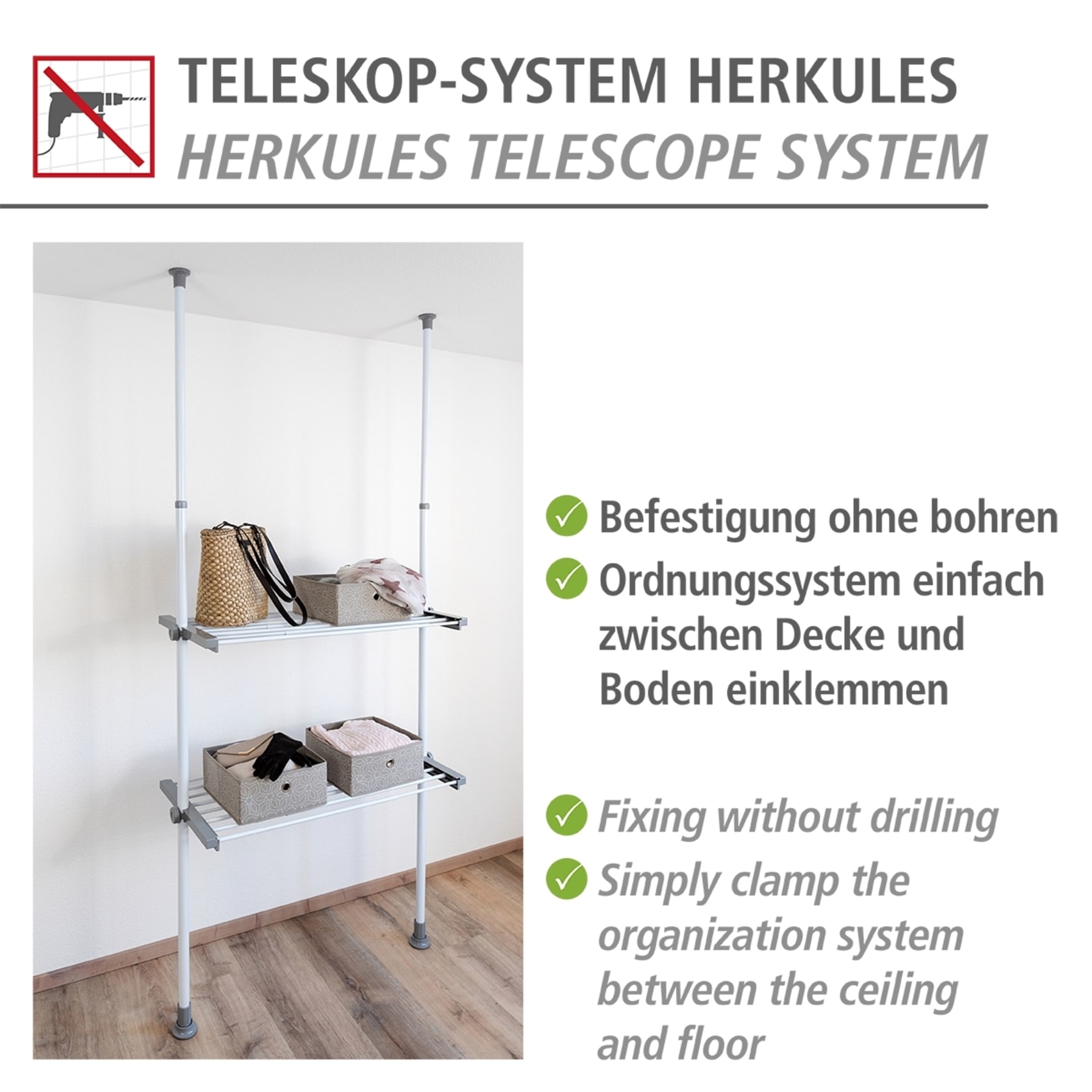 WENKO Teleskopregal »Modell Herkules«, ausziehbarer Regalboden, 73-120 cm, passend zur WENKO Herkules-Serie
