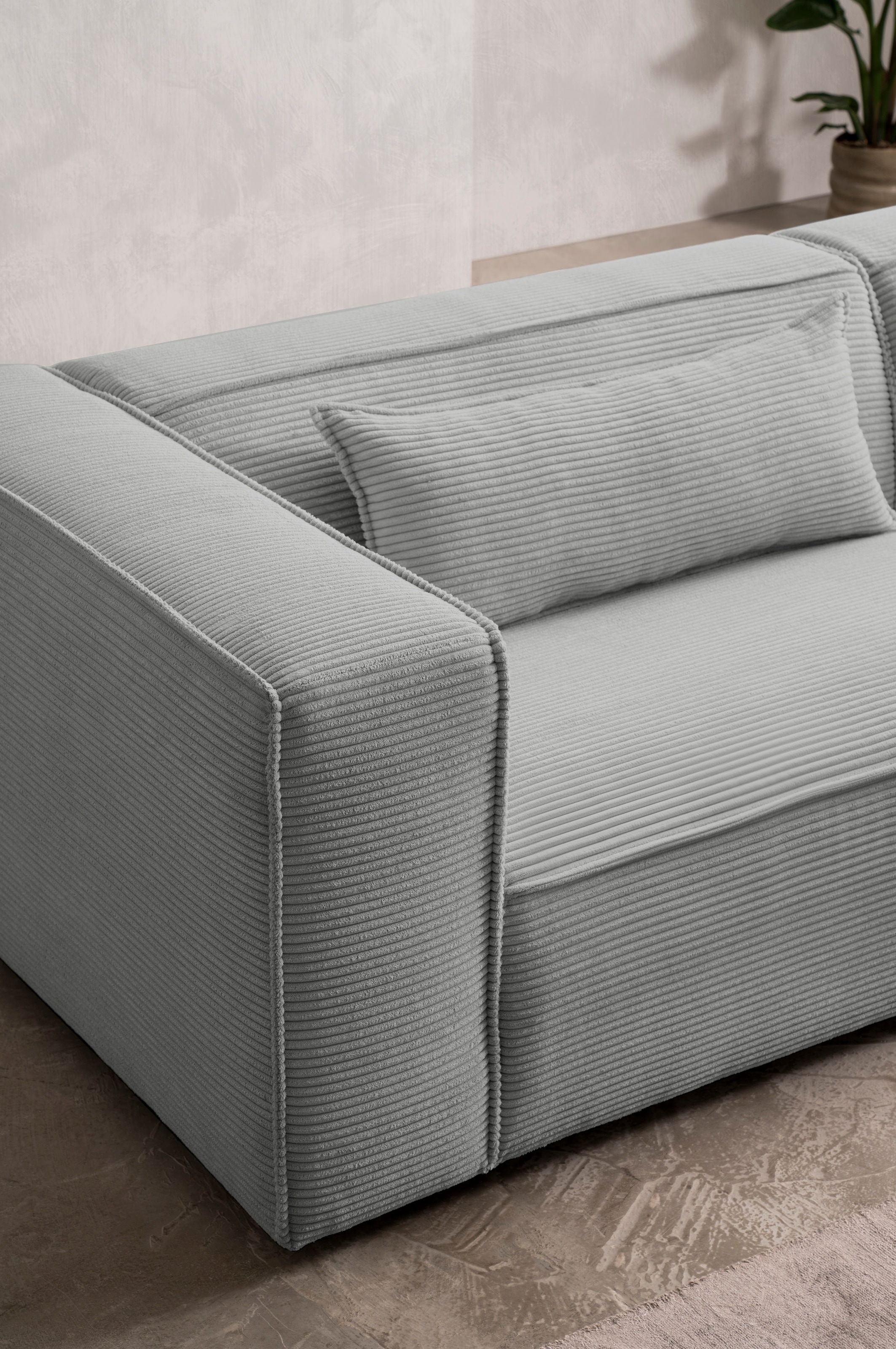 LeGer Home by Lena Gercke 3-Sitzer »PIARA, Couch mit Kedernaht, Sofa in Cord oder Leinenoptik«, schwarze Füße, bequemer Sitzkomfort