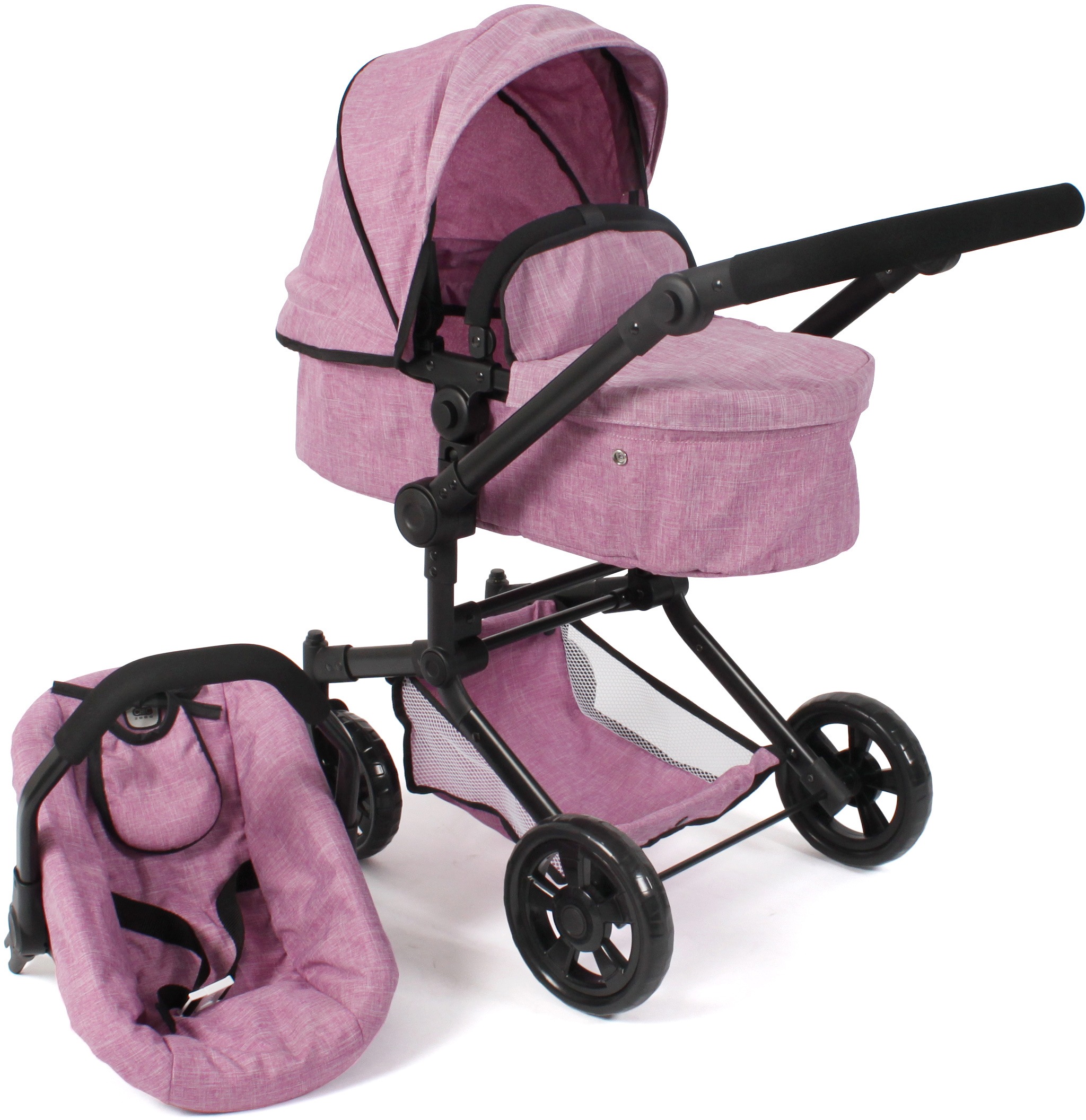 CHIC2000 Kombi-Puppenwagen »Linus, Jeans Pink«, mit Babywanne und Autositz