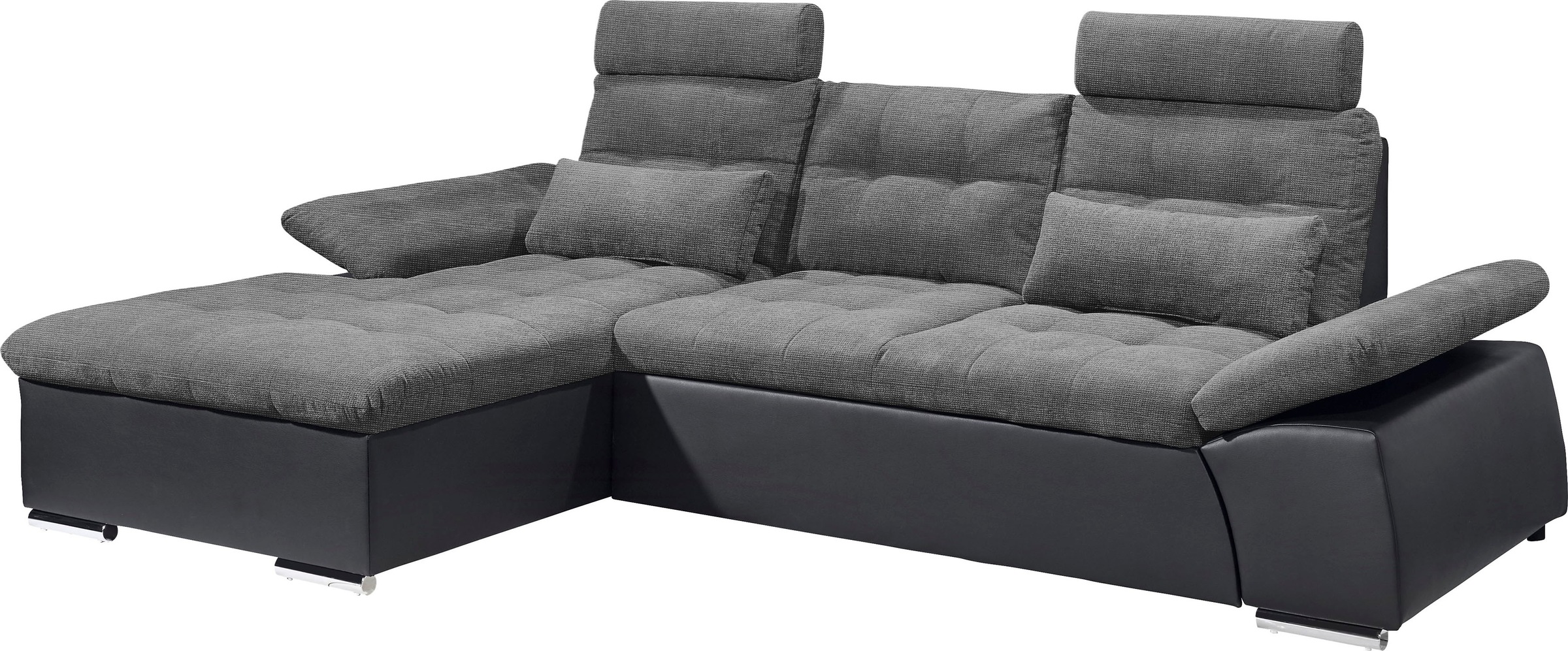ED EXCITING DESIGN Ecksofa »Jakarta L-Form«, mit Bettfunktion, Armteilverstellung, Kopfstützen & 2 Nierenkissen