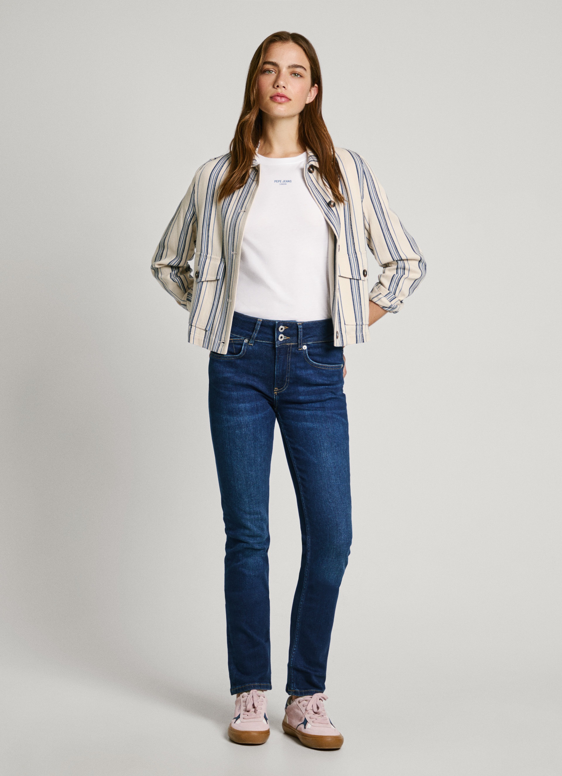 Pepe Jeans Slim-fit-Jeans »SLIM JEANS MW«, mit extrabreitem Bund mit Doppelknopf-Verschluss