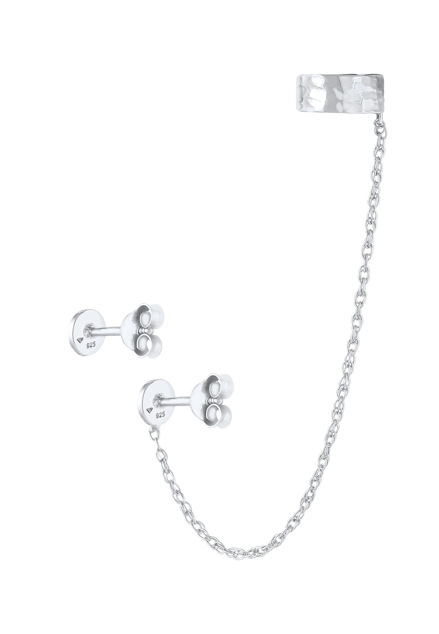 Elli Paar Ohrhänger »Ohrringe Earcuff Stecker Rund Organic Struktur 925 Silber«