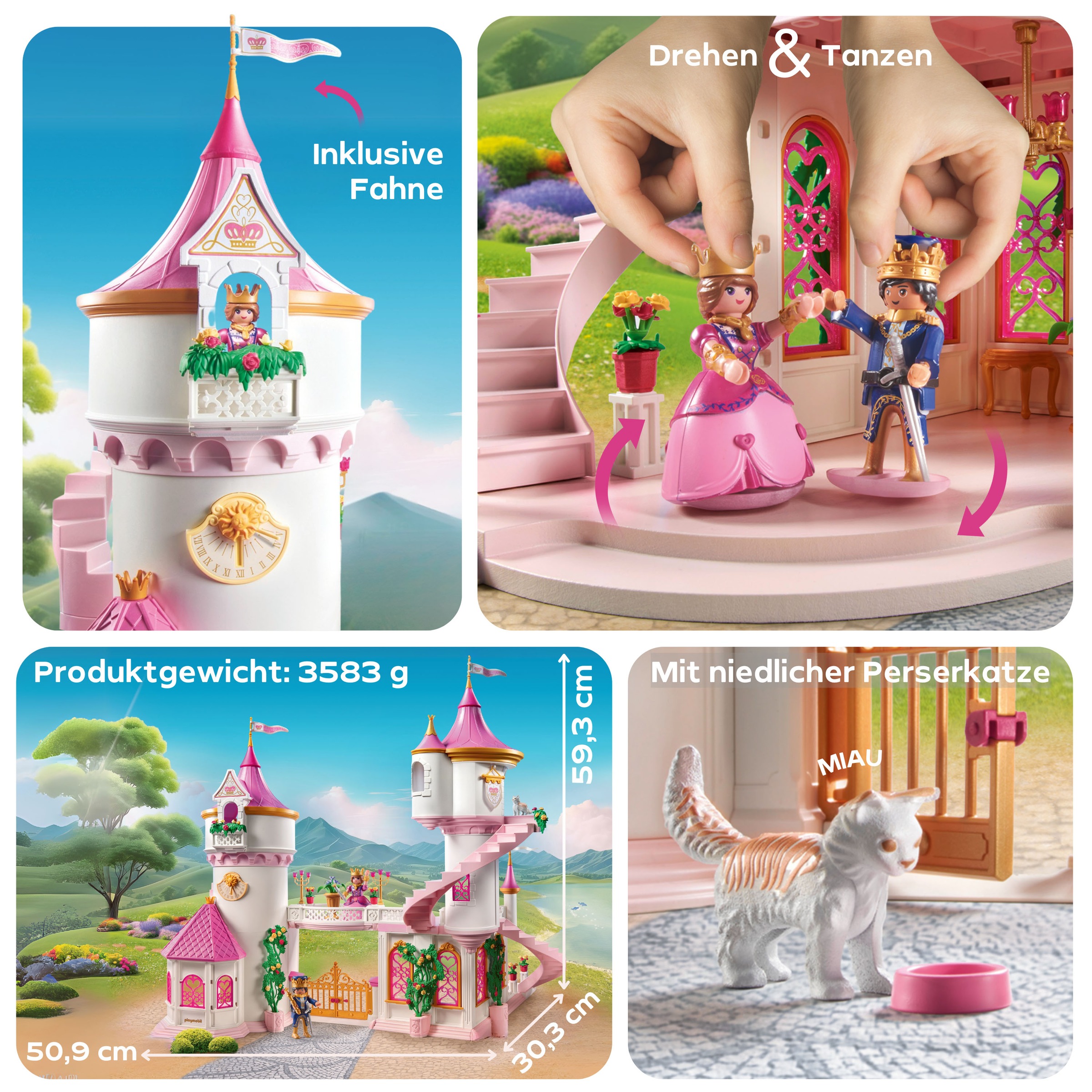 Playmobil® Konstruktions-Spielset »Prinzessinnenschloss mit Königspaar (71845), Playmobil Princess Magic«, (422 St.), Made in Germany