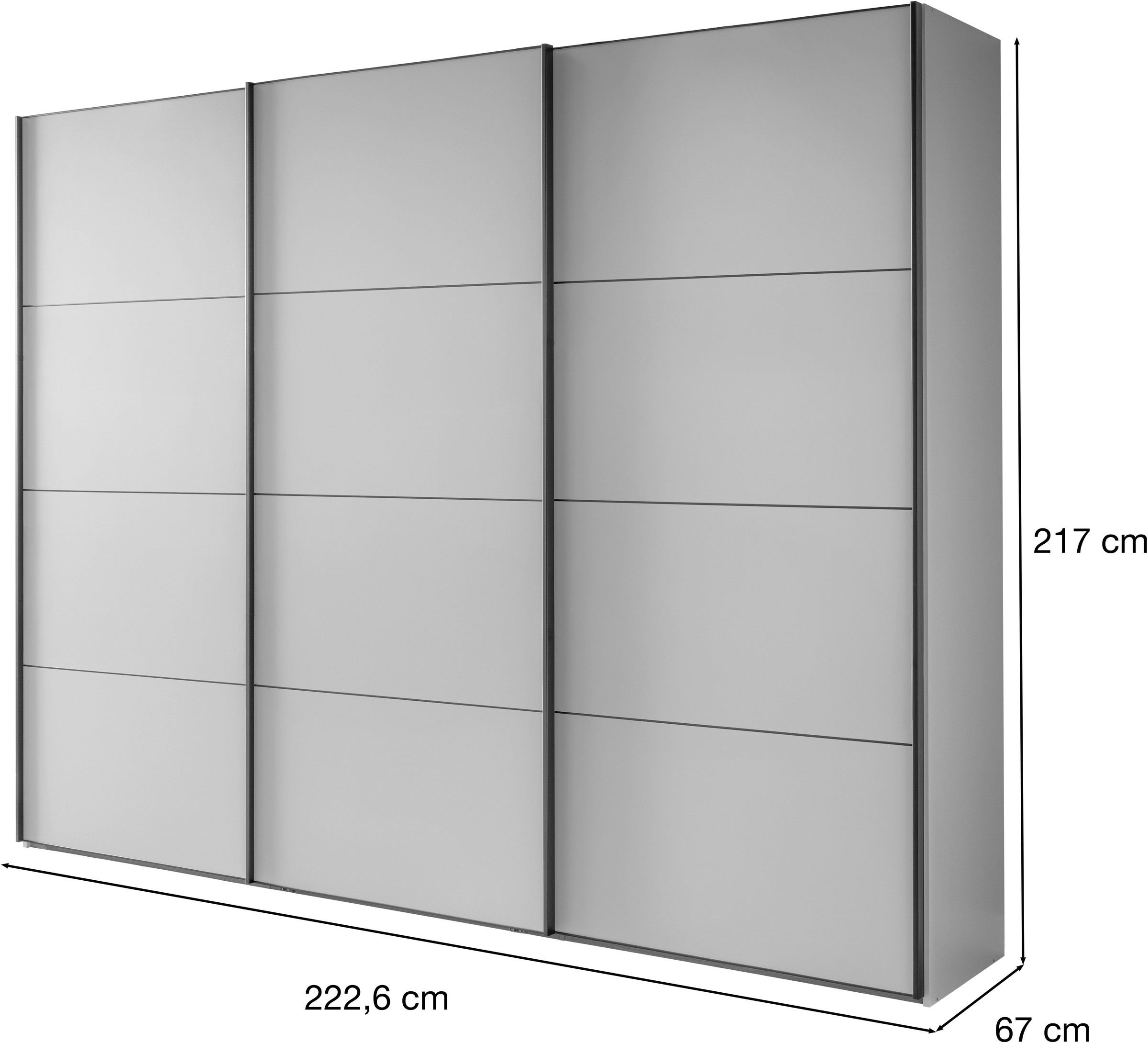 WIEMANN Schwebetürenschrank »Phoenix, Made in Germany, modernes Design, Highlight, Blickfang« Viele Farbkombinationen, in 4 Breiten und in 2 Höhen erhältlich,  maximaler Staurraum, inkl.Einlegeböden, Wäscheböden u. Dämpfer