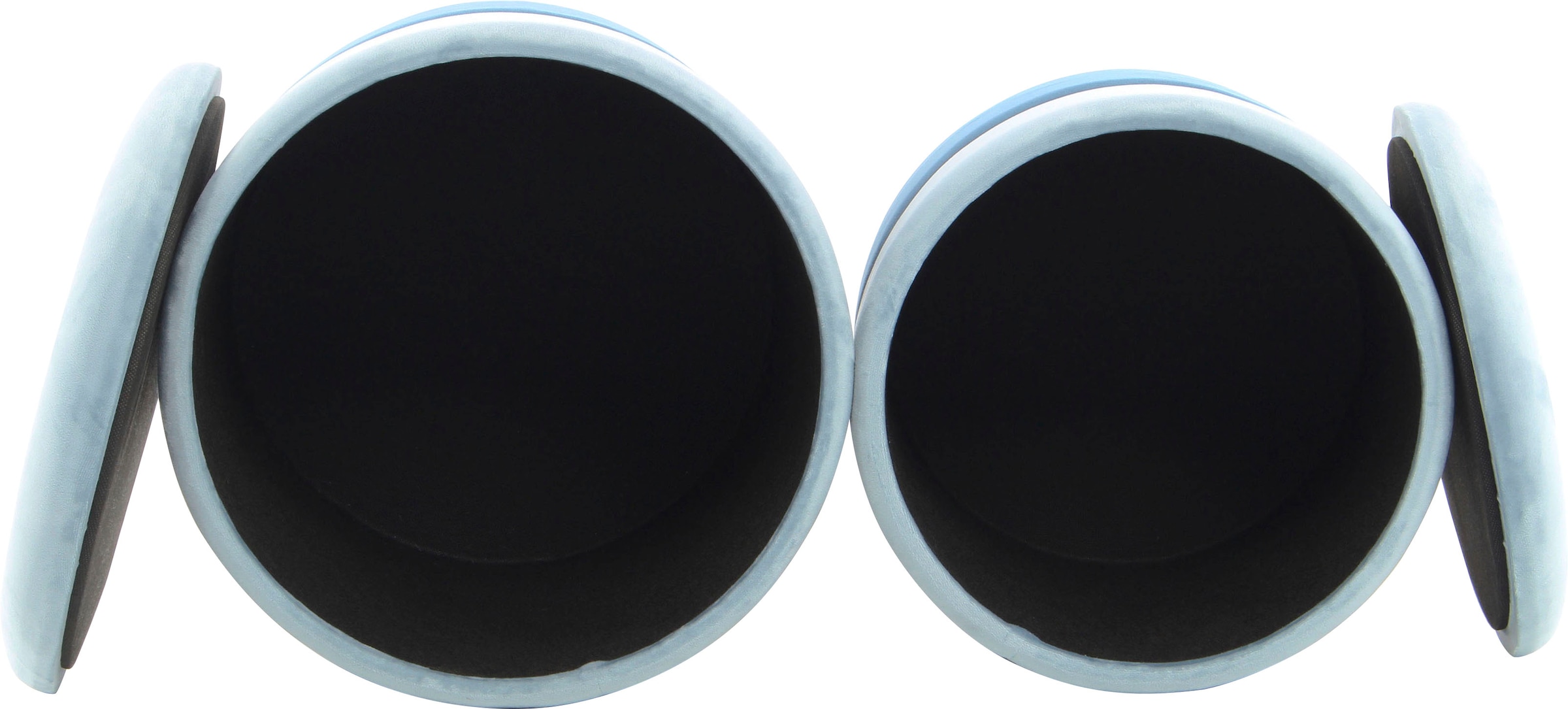 Kayoom Stauraumhocker »Hocker Zora 125 2er-Set, samtweicher Stoffbezug,runde elegante Form« Set, 2 Stk. tlg. edles Design mit Metallring, gepolstert, mit Stauraum