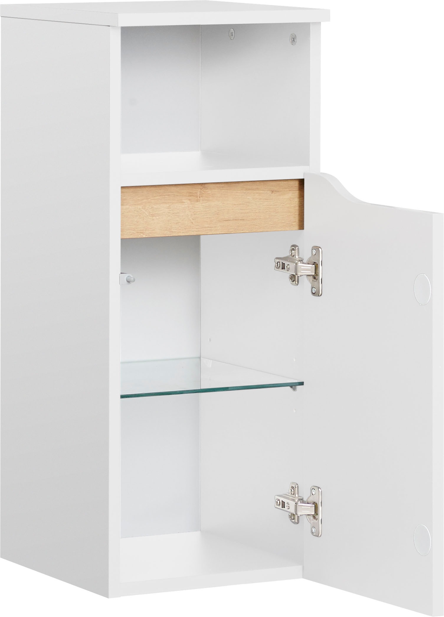 Saphir Badmöbel-Set »Quickset 5-teilig, Keramik-Waschtisch und LED-Spiegelschrank«, (6 St.), Midischrank, Unterschrank, Hängeschrank, inkl. Türdämpfer, 7 Türen