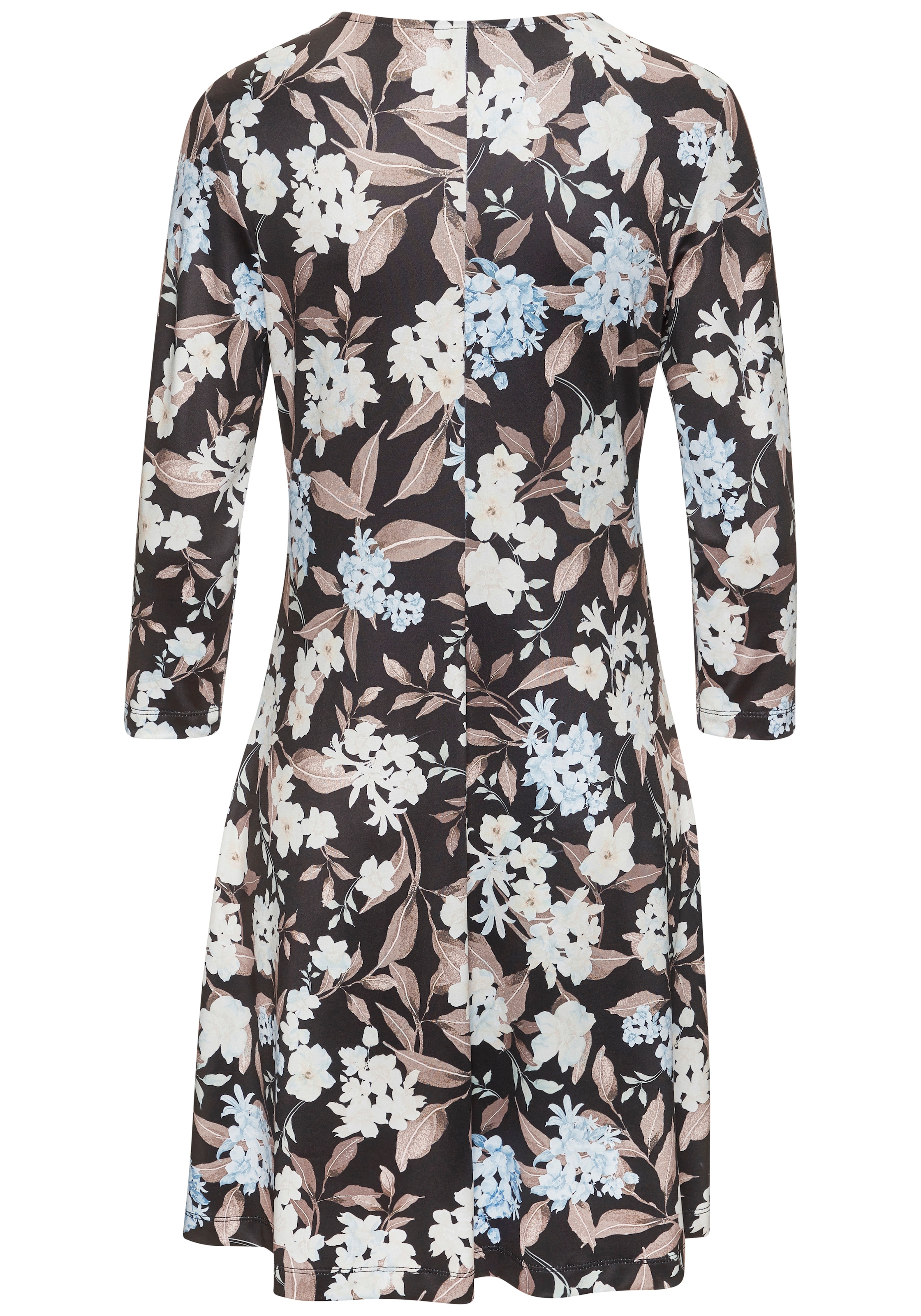 LASCANA Druckkleid Ohne Taschen aus bügelfreier Ware, festlich-elegantes Kleid mit Knotendetail vorne