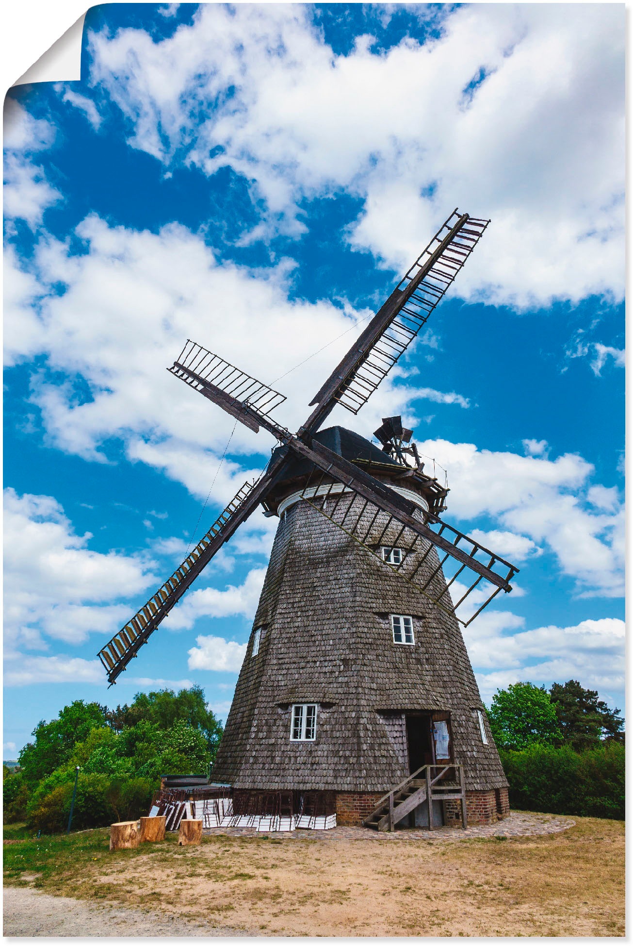 Artland Wandbild »Windmühle in Benz auf der Insel Usedom«, Gebäude, (1 St.), in vielen Größen & Produktarten - Alubild / Outdoorbild für den Außenbereich, Leinwandbild, Poster, Wandaufkleber / Wandtattoo auch für Badezimmer geeignet