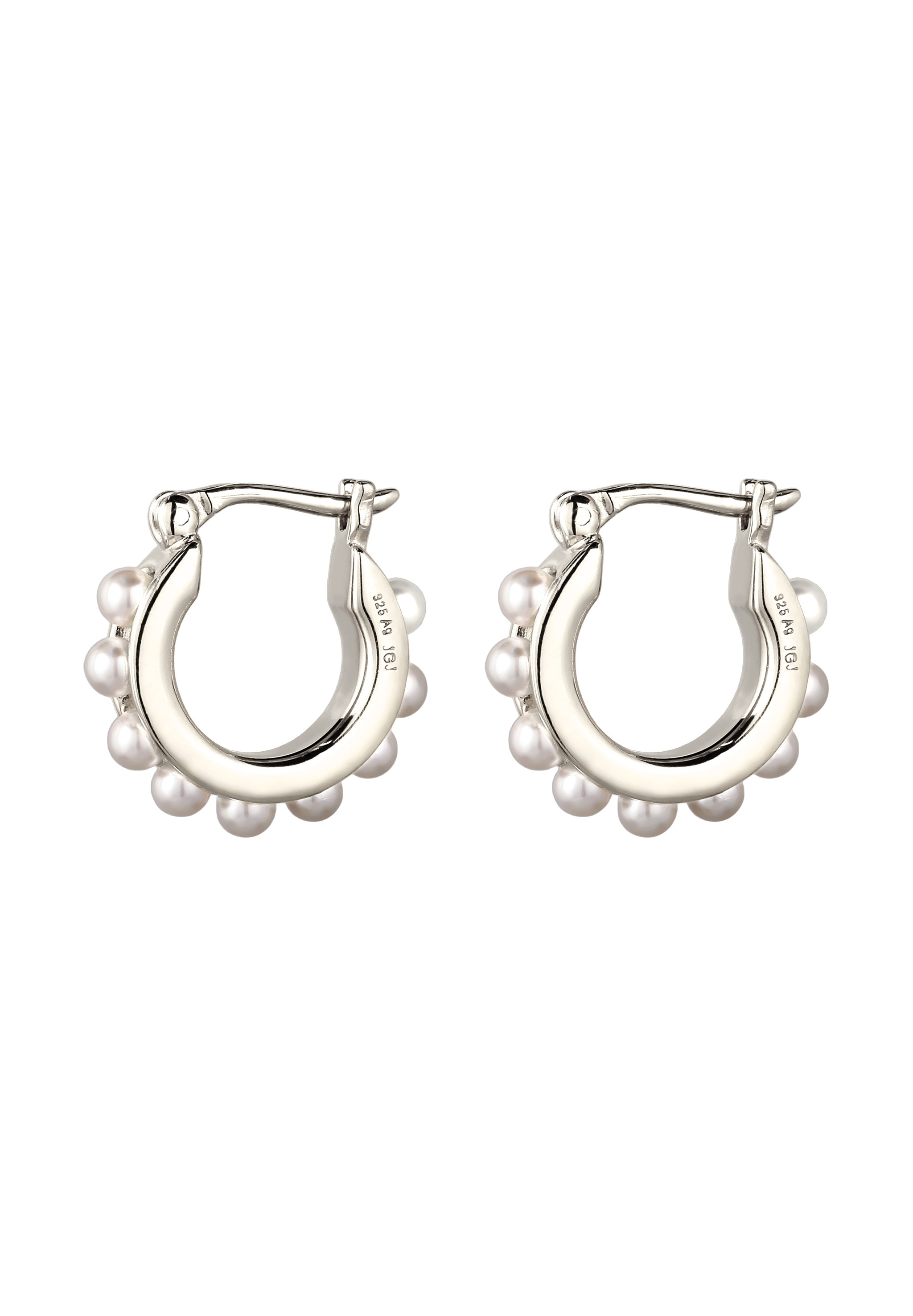 Elli Paar Creolen »Ohrringe Creolen mit Perlen von Swarovski(R) Weiß 925 Sterling Silber«