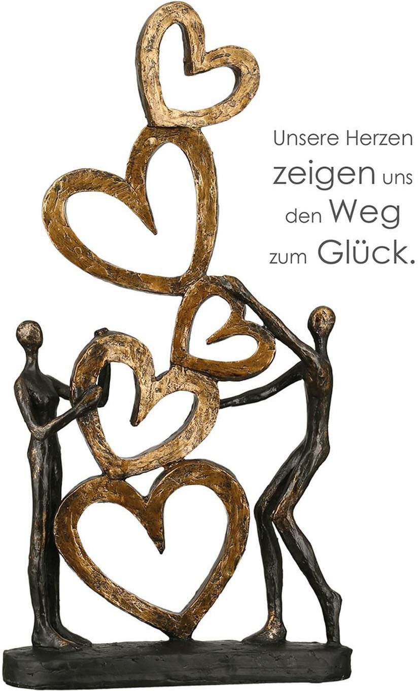 Casablanca by Gilde Dekofigur »Skulptur Herz auf Herz, gold/schwarz« Dekoobjekt, Höhe 41, Wohnzimmer