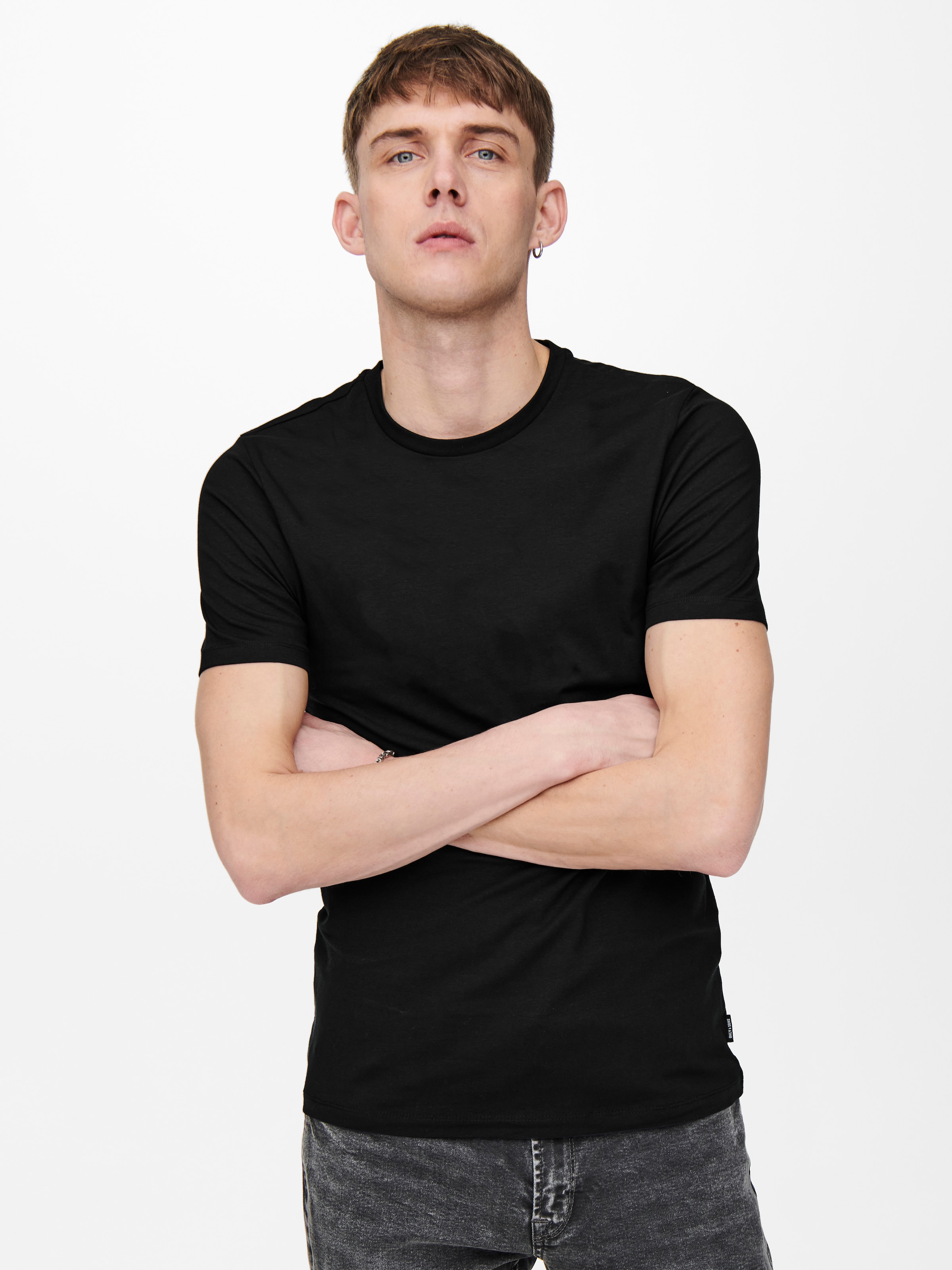 ONLY & SONS T-Shirt »ONSBASIC SLIM O-NECK 2-PACK NOOS« Packung, 2 Stk.