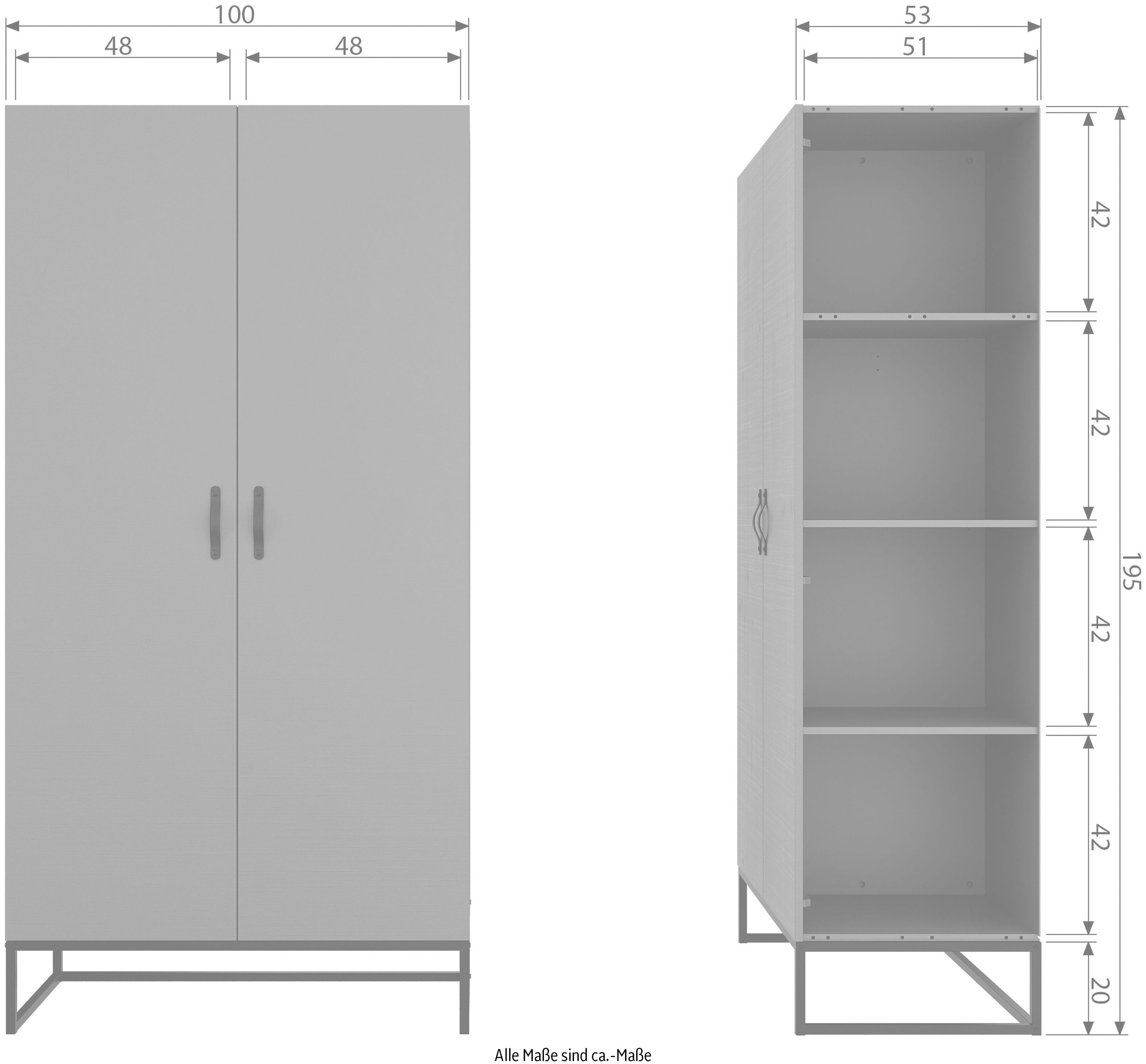 WOOOD Garderobenschrank »Morris«, mit Kleiderstange, massiv Kiefer H 195 cm x B 100 cm