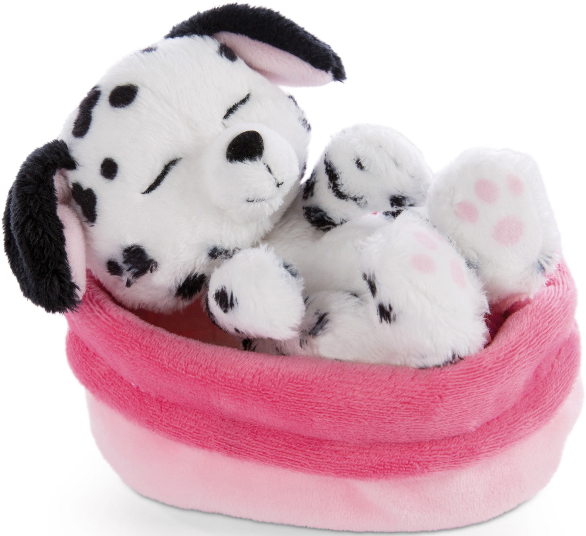 Nici Kuscheltier »Sleeping Pets, Welpe Dalmatiner, 12 cm«, im Körbchen