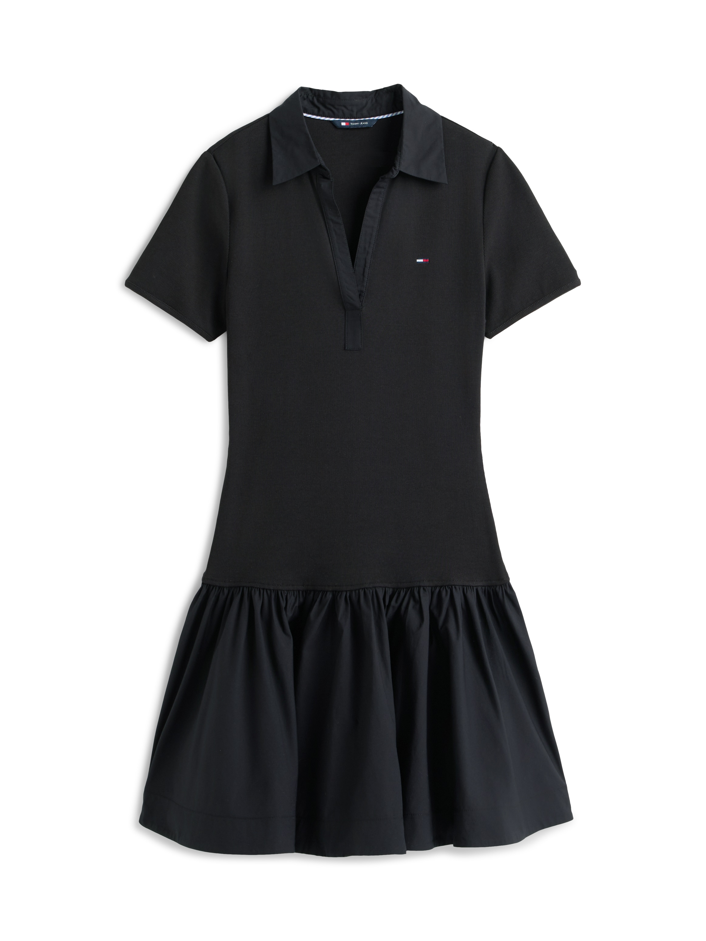 Tommy Jeans Polokleid »TJW RIB POPLIN POLO DRESS EXT« mit gerippter Struktur, Slim Fit in Mini-Länge