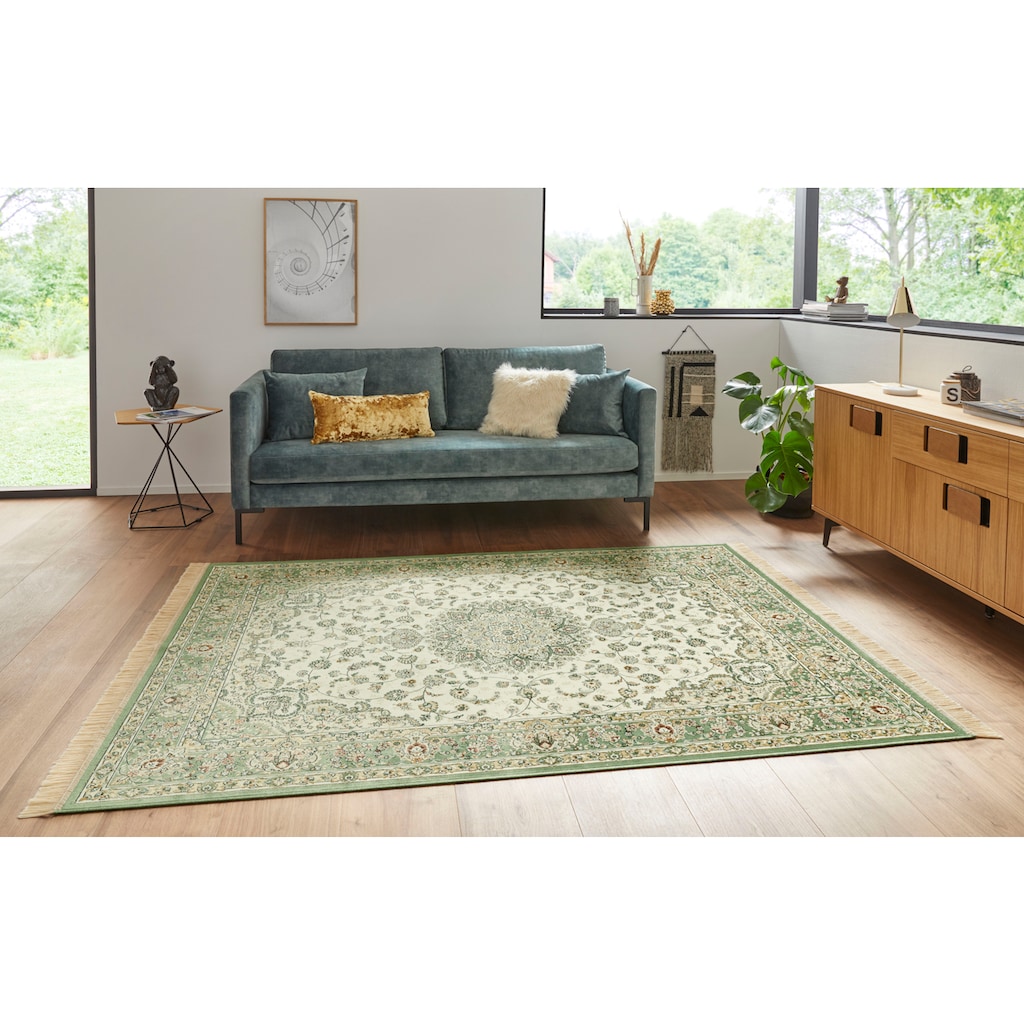 NOURISTAN Teppich »Antik Nain«, rechteckig, Orientalisch mit Fransen, Orient, Wohnzimmer, Schlafzimmer, Esszimmer