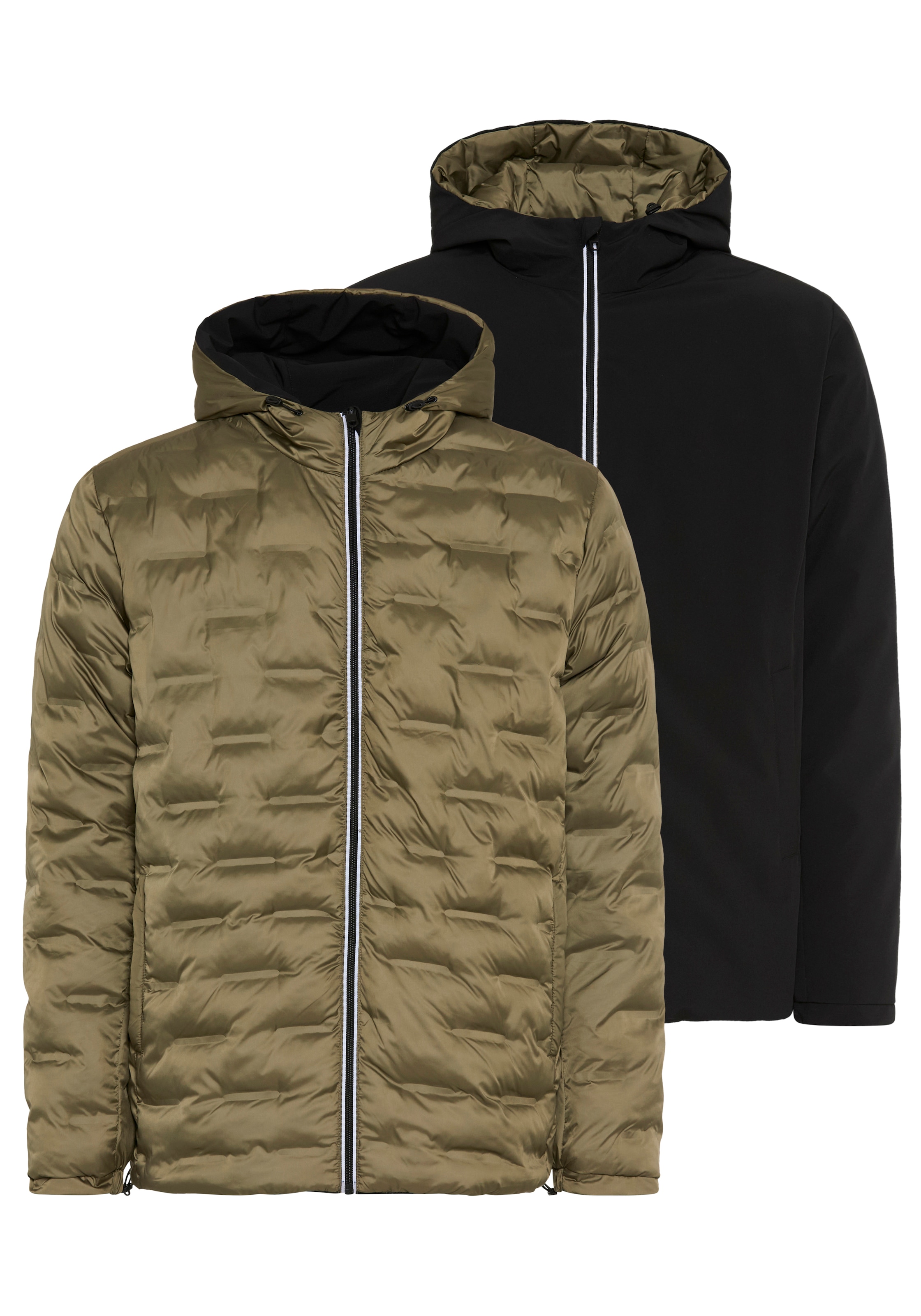 Man's World Wendejacke mit Kapuze 2- in-1 Jacke  beidseitig zu tragen von einer Seite gesteppt