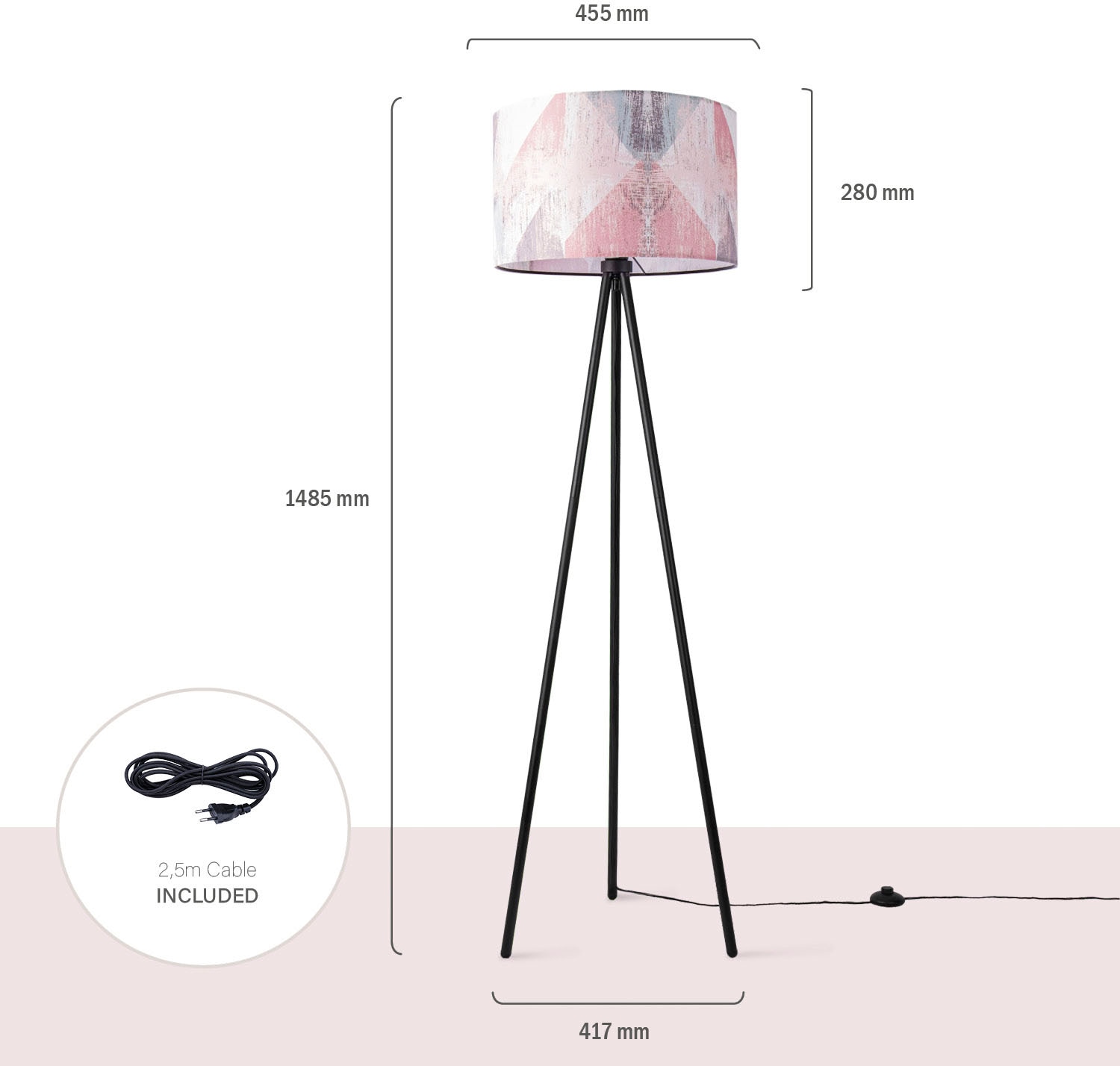 Paco Home Stehlampe »Trina Mero«, Leuchtmittel E27 | ohne Leuchtmittel, Standleuchte Wohnzimmer Schlafzimmer E27 Hell Pastell Vintage